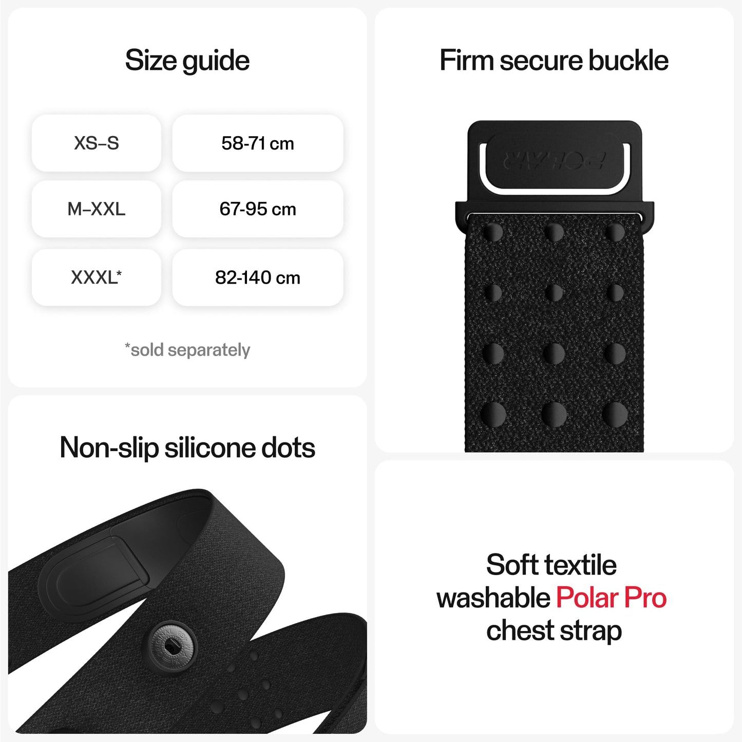 Polar H10 Heart Rate Monitor Chest Strap - ANT + Bluetooth, Waterproof HR Sensor for Men and Women, Black, M-XXL