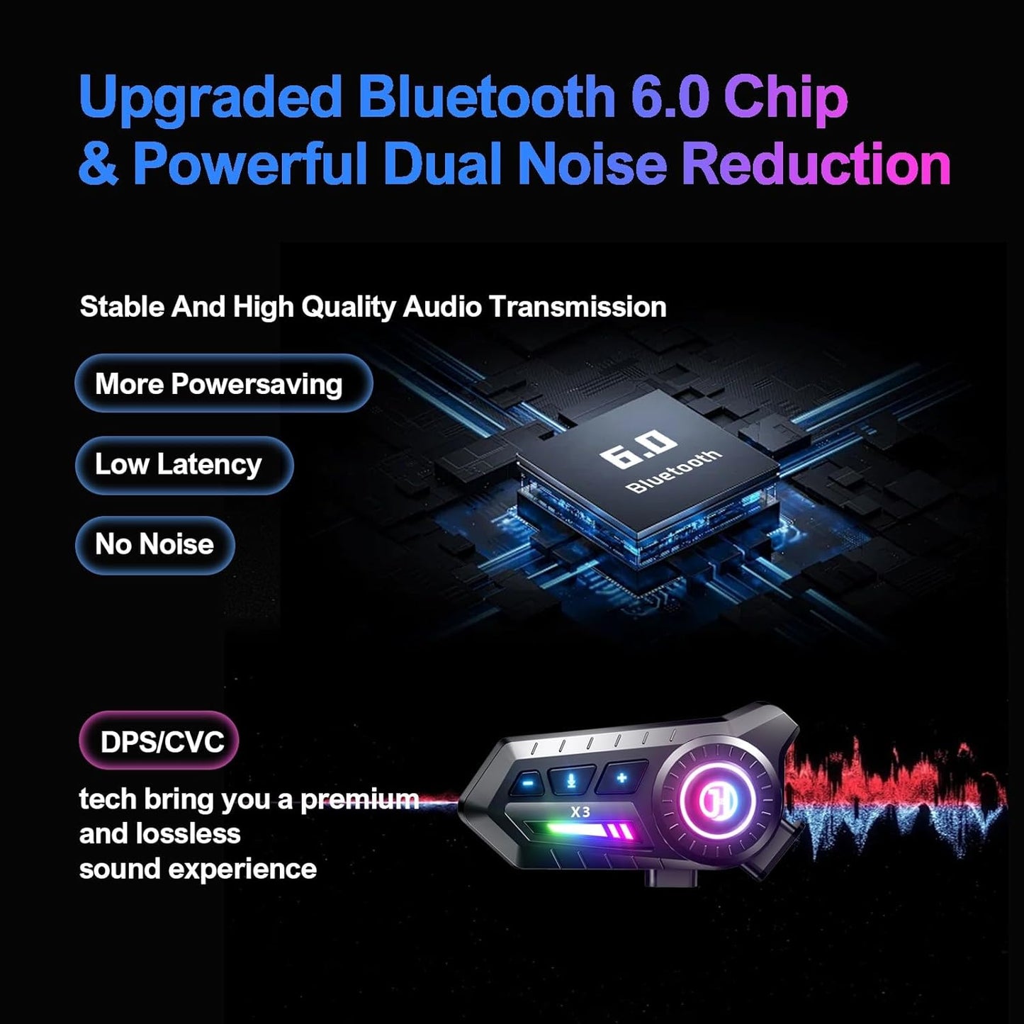 YYTFY Headset IPX67 5.3 /1200mAh Headset Motorcycle Bluetooth with Voice Assistant,Helmet Speakers Waterproof