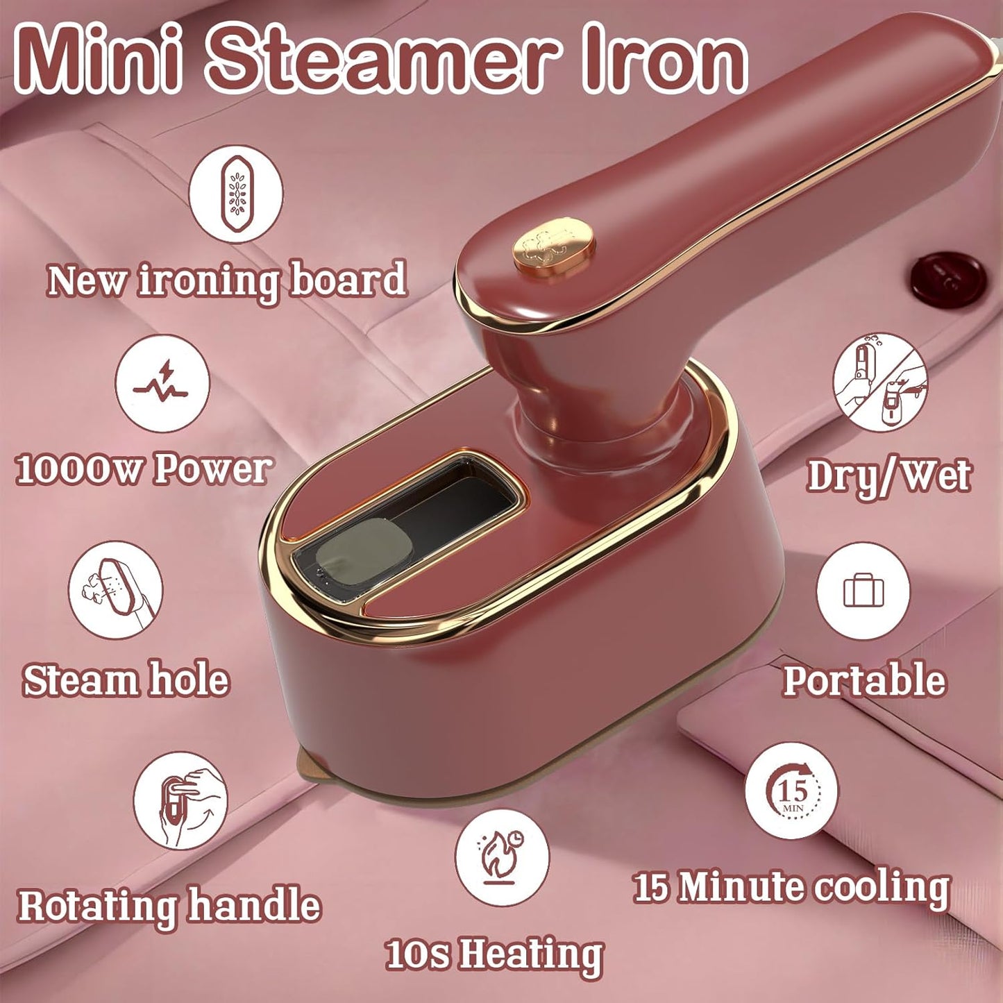 Winered Travel Steamer Iron - Mini Portable Ironing Machine for College Dorm & Home Essentials