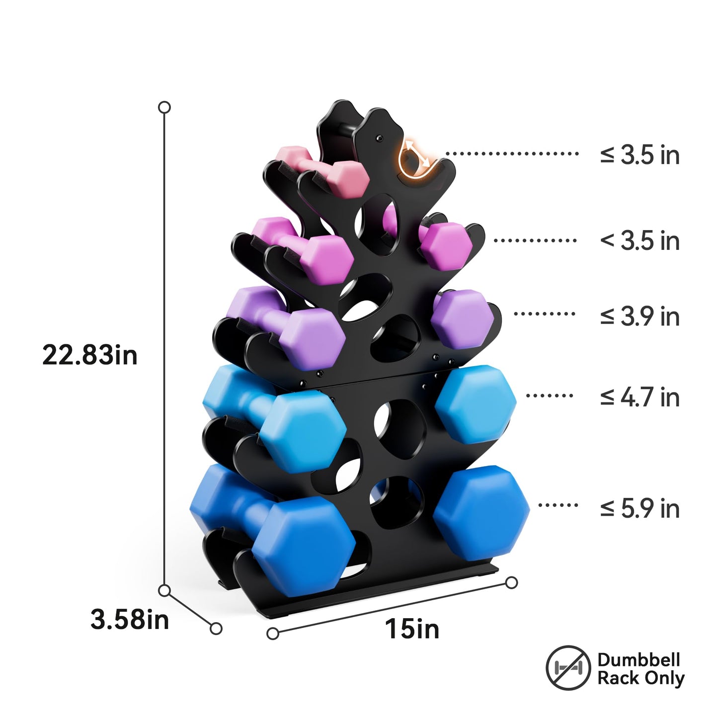 5 Tier Dumbbell Rack, Weight Rack For Home Gym, Dumbbell Stand for Free Weights