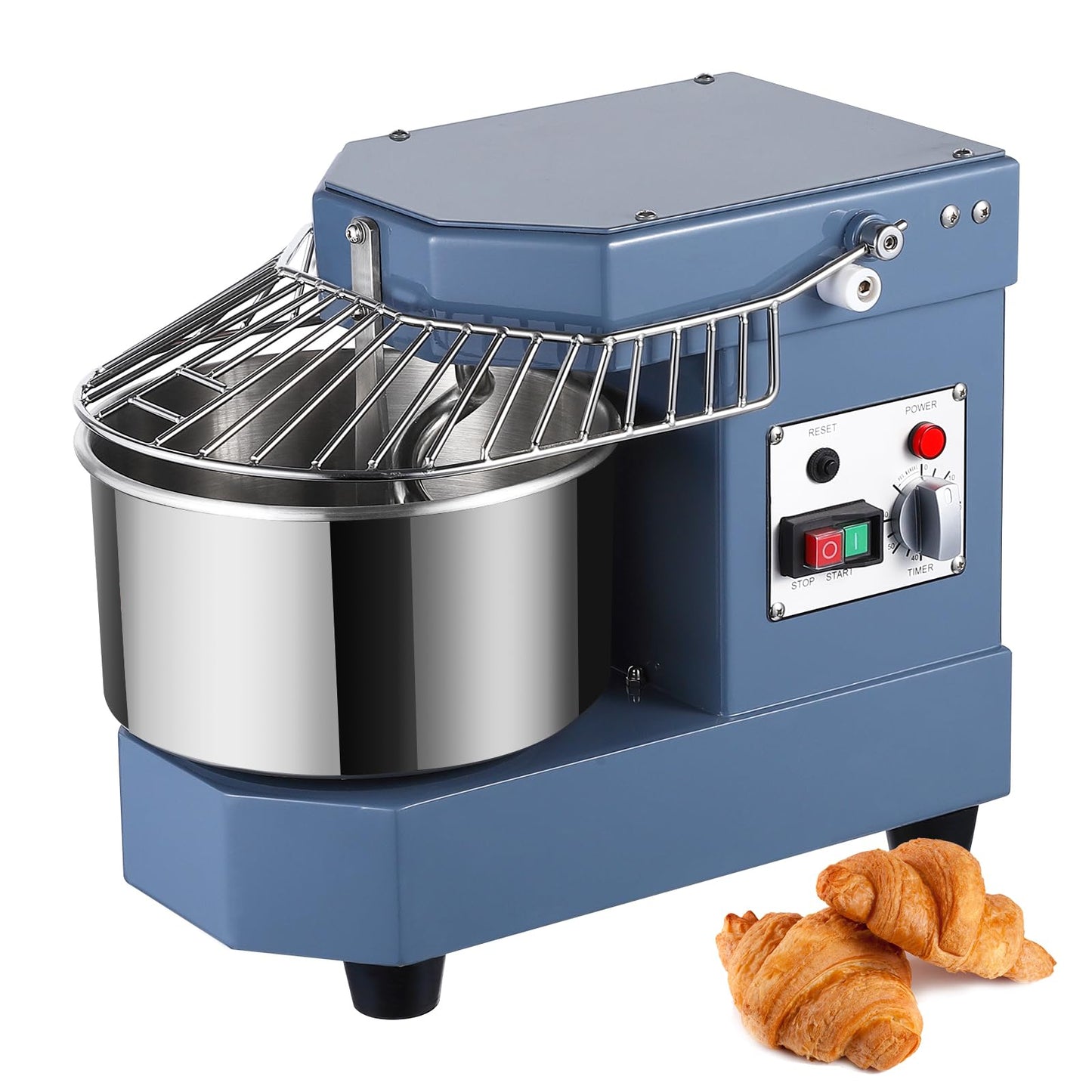 Commercial Dough Mixer, 8Qt Capacity Stainless Steel Bowl, 450W Dual Rotating Dough Kneading Machine with Security Shield & Timer Included, Baking Equipment for Restaurant Pizzeria