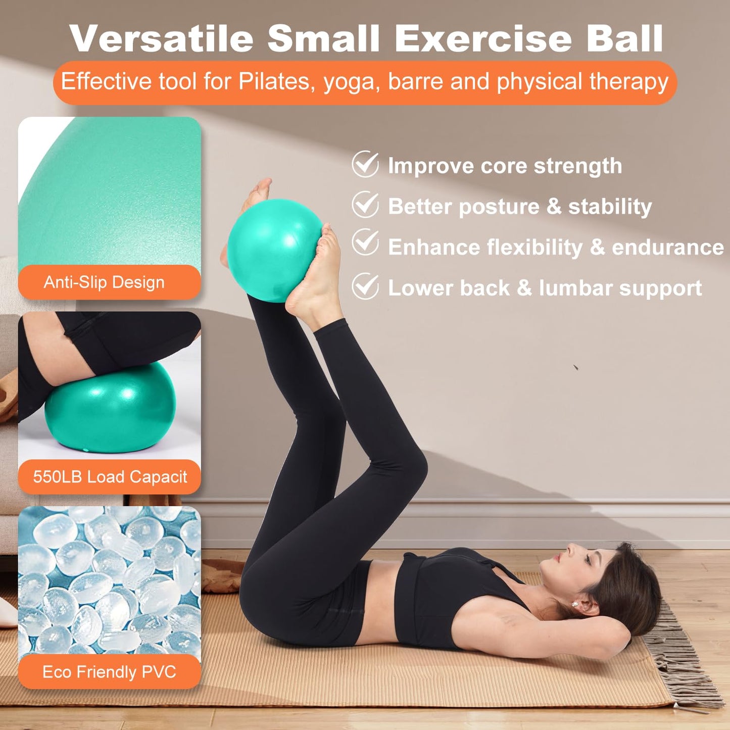Tsikavo Pilates Ring, Pilates Ring Circle and Ball Set, 12 Inch Magic Circle Pilates Ring,9 Inch Small Exercise Ball,Resistance Bands Set, Home Pilates Equipment for Women