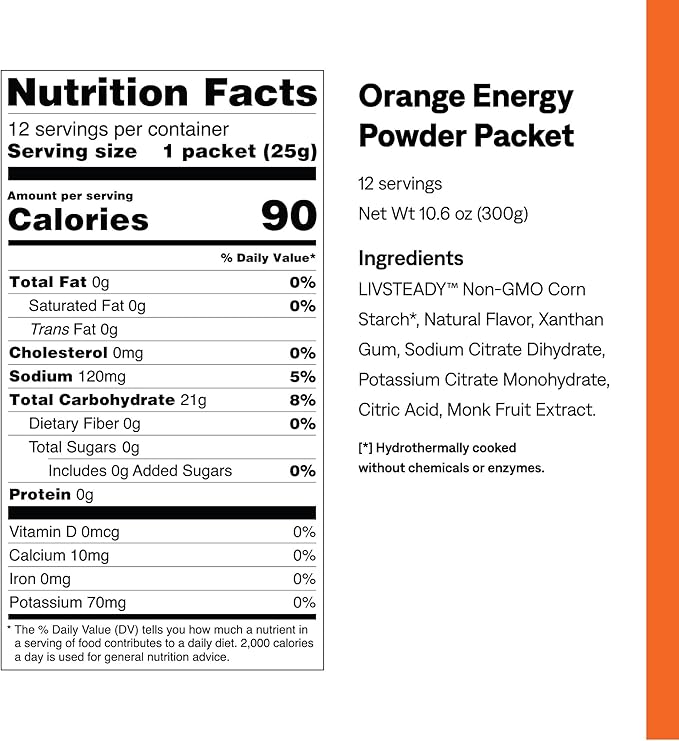 UCAN Energy Powder, Tropical Orange, Keto, Sugar-Free Pre & Post Workout for Men & Women, Non-GMO, Vegan, Gluten-Free, Great for Runners, Gym-Goers and High Performance Athletes (12 Servings, 25g)