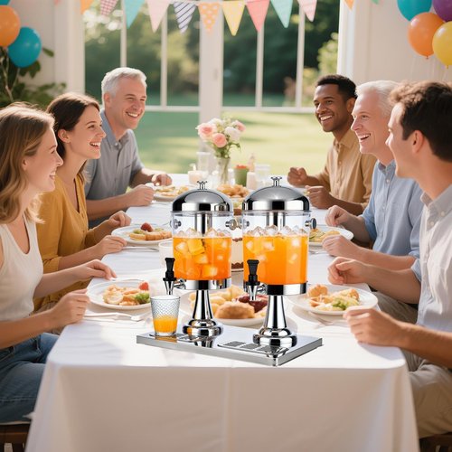 4.5 Gallon Drink Dispenser with Stand, Beverage Dispensers with Ice Core, Spigot, and Ice Shovel, Commercial Hot Cold Juice Dispenser for Parties, Wedding, Hotel Buffet, Banquet, Restaurant (16 L)