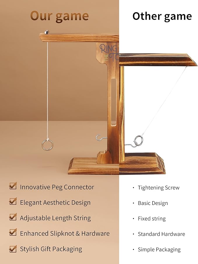 Ring Toss Game for Adults, 3-Second Instant Assembly Hook and Ring Game with Sturdy Structure, XL Size(15.8’’ X 15’’) Indoor Outdoor Holiday Party Games, Fun Family Games for Backyard, Camping, Beach