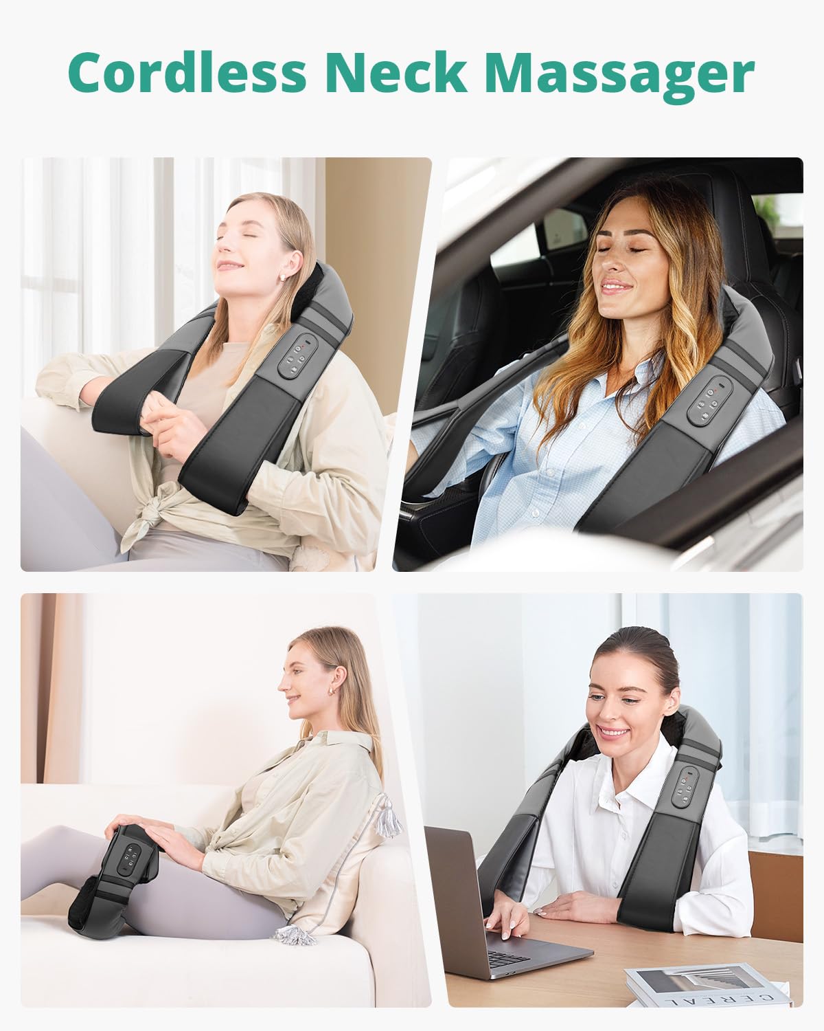 Medcursor Neck Massager with Heat - Deep Tissue Pain Relief, Rechargeable Shiatsu Neck and Shoulder Massager, Ideal Choice for Men, Women, Mom & Dad