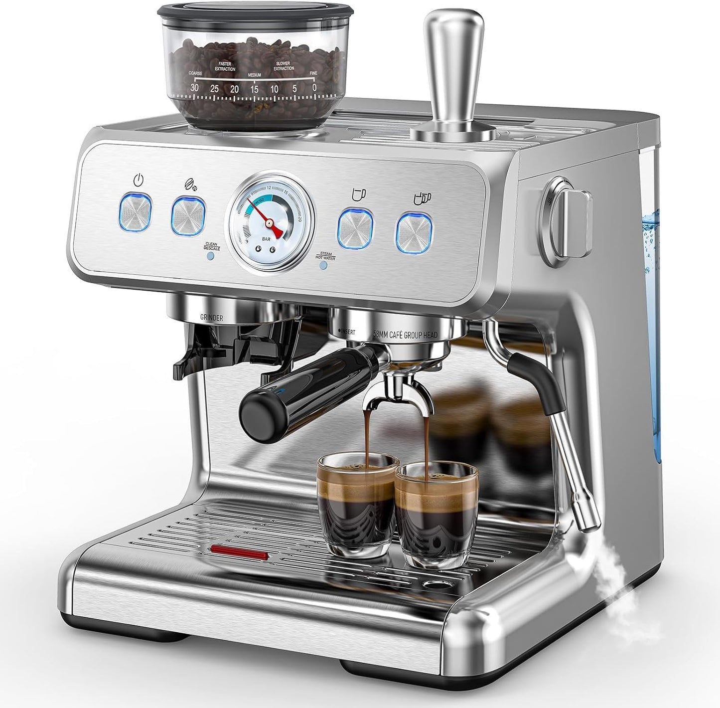 COWSAR (2026 Upgrade) 20 Bar Espresso Machine with Grinder,Expresso Coffee Machines with Milk Frother,Commercial Stainless Steel Expresso Machines for Home,Perfect Cappuccino & Latte