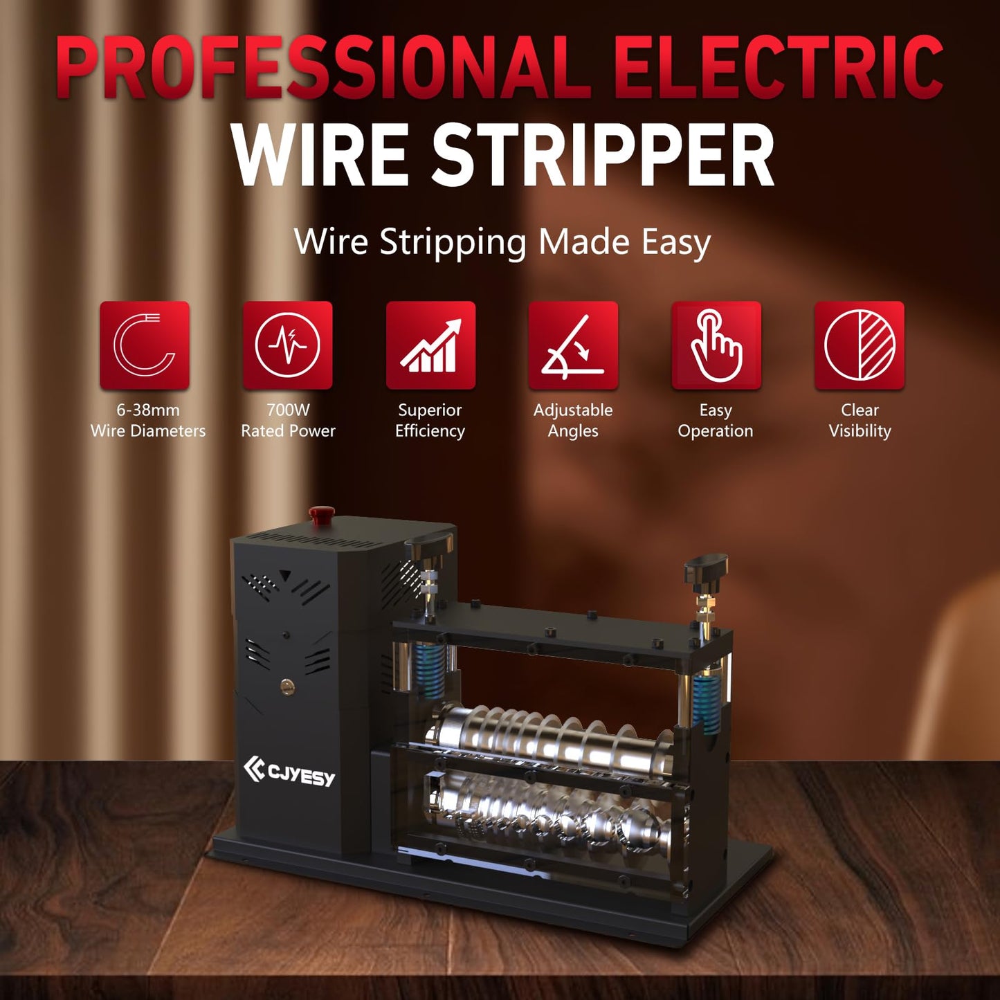 CJYESY Wire Stripping Machine 0.06-1.5 inch,Wire Stripper Machine 11 Channels 10 Blades,Automatic Wire Stripping Tool 370 W, 80 ft/min,Visible Stripping Depth Reference