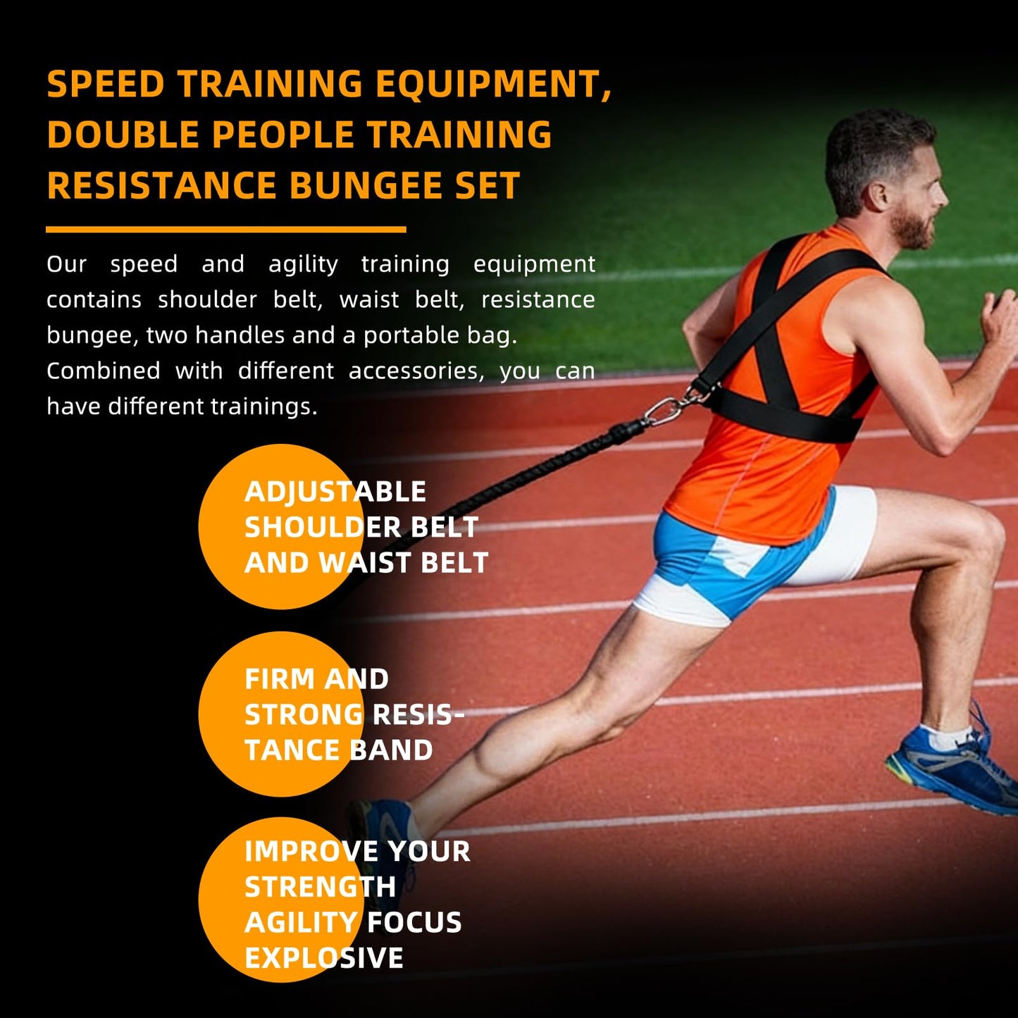 Ycendelion Resistance Band Training Equipment, Sled Shoulder Belt Help to Improve Strength Agility Power Speed Suit for Football Basketball Baseball Running Volleyball