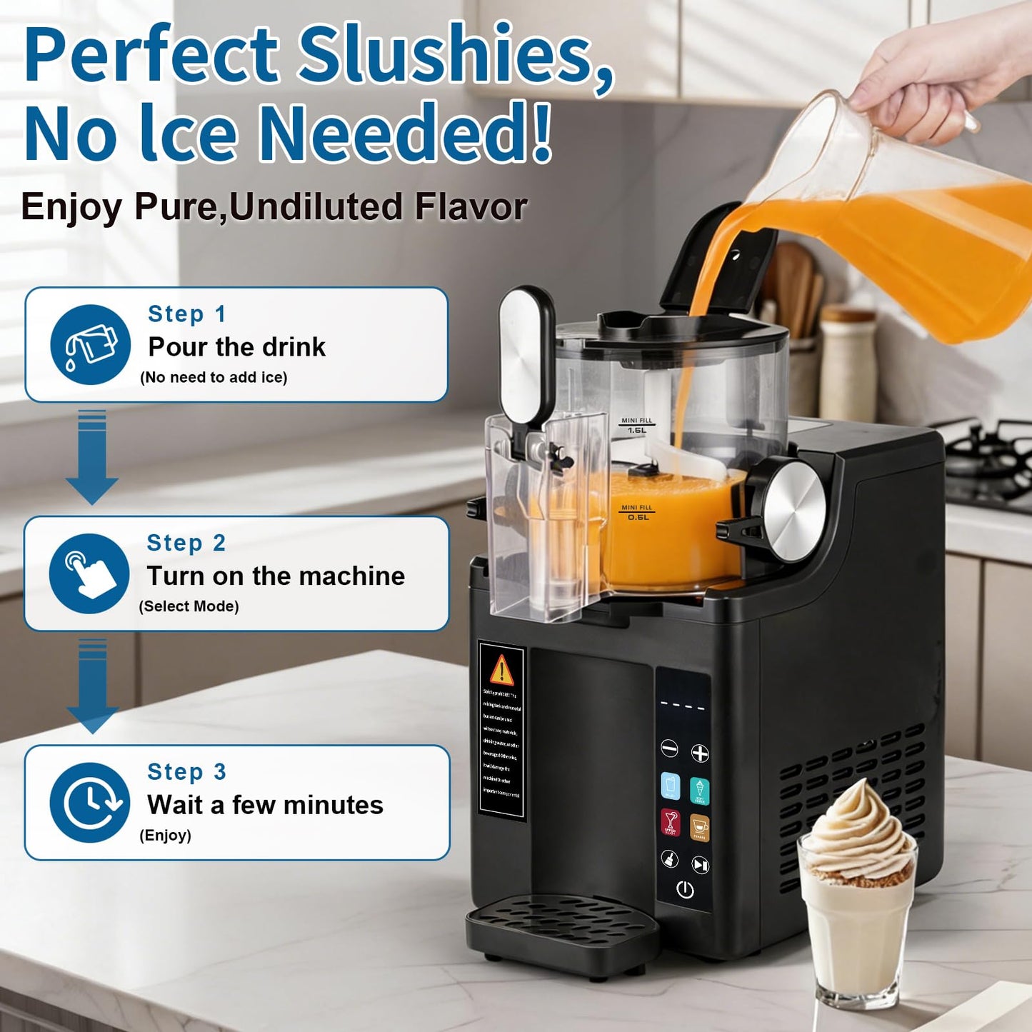 Slushie Machine& Soft Serve Ice Cream Maker, Slushie Machine for Home,Frozen Drink Machine, No Ice Needed, Self Cleaning Slushy Machine, Perfect for Milkshake, Frozen Margaritas, Cocktail and More