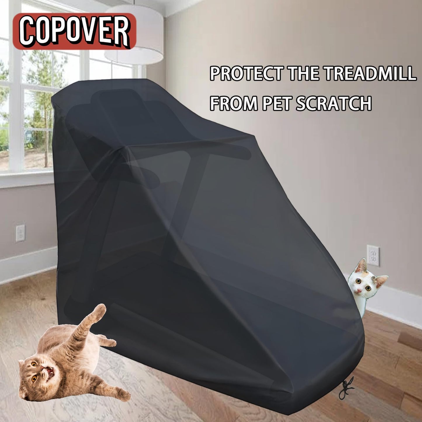 Treadmill Cover, Dustproof UV Protection Running Machine Cover, Exercise Workout Equipment Protective with Drawstring for Home Fitness Equipment Treadmill Indoor & Outdoor