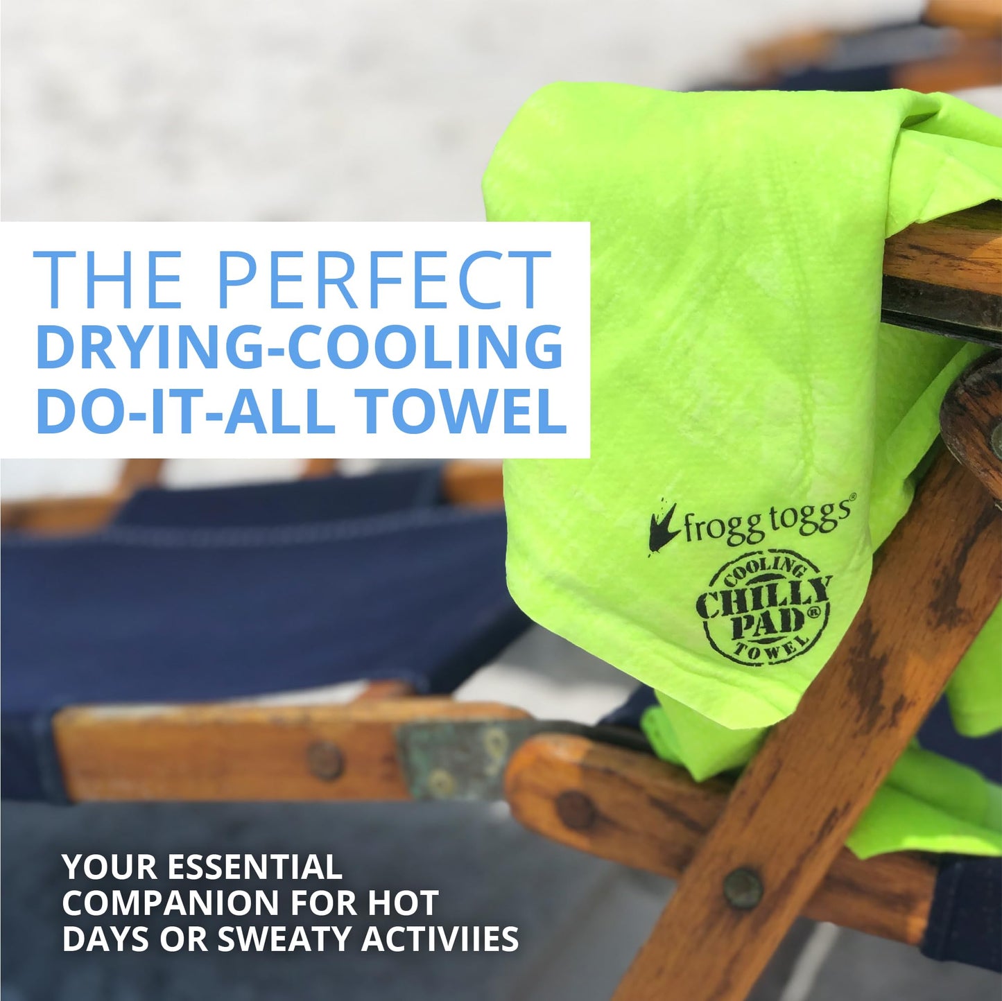 FROGG TOGGS Chilly Pad, Instant Cooling Towel, long lasting, reusable, Sports and Outdoors Neck Towel 33x13, Sky Blue