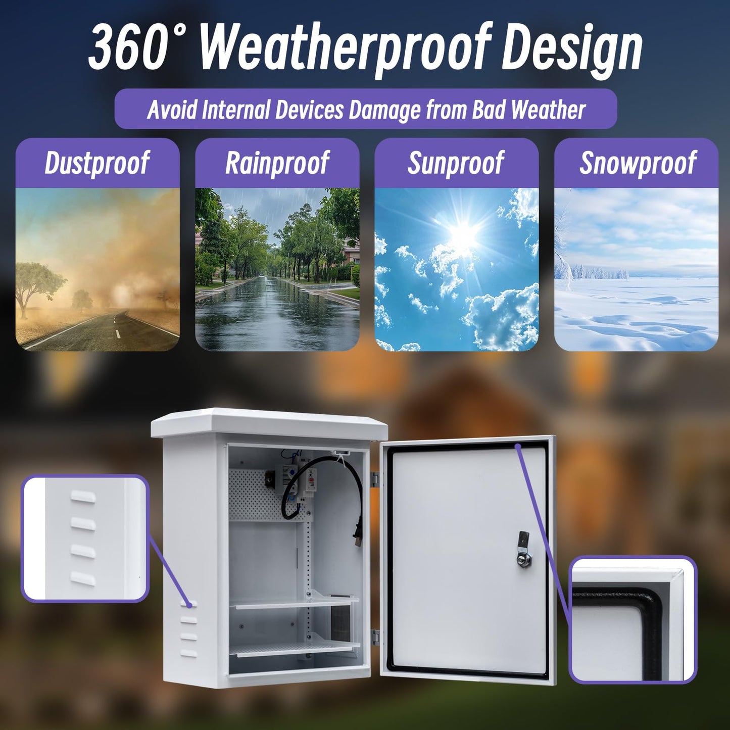 Outdoor Enclosure Electrical Weatherproof Box - 19.7x15.7x7.9 Outdoor Network Cabinet Enclosure with Cooling Fan and Thermostat Kit, Wall/Pole Mount(500x400x200mm)
