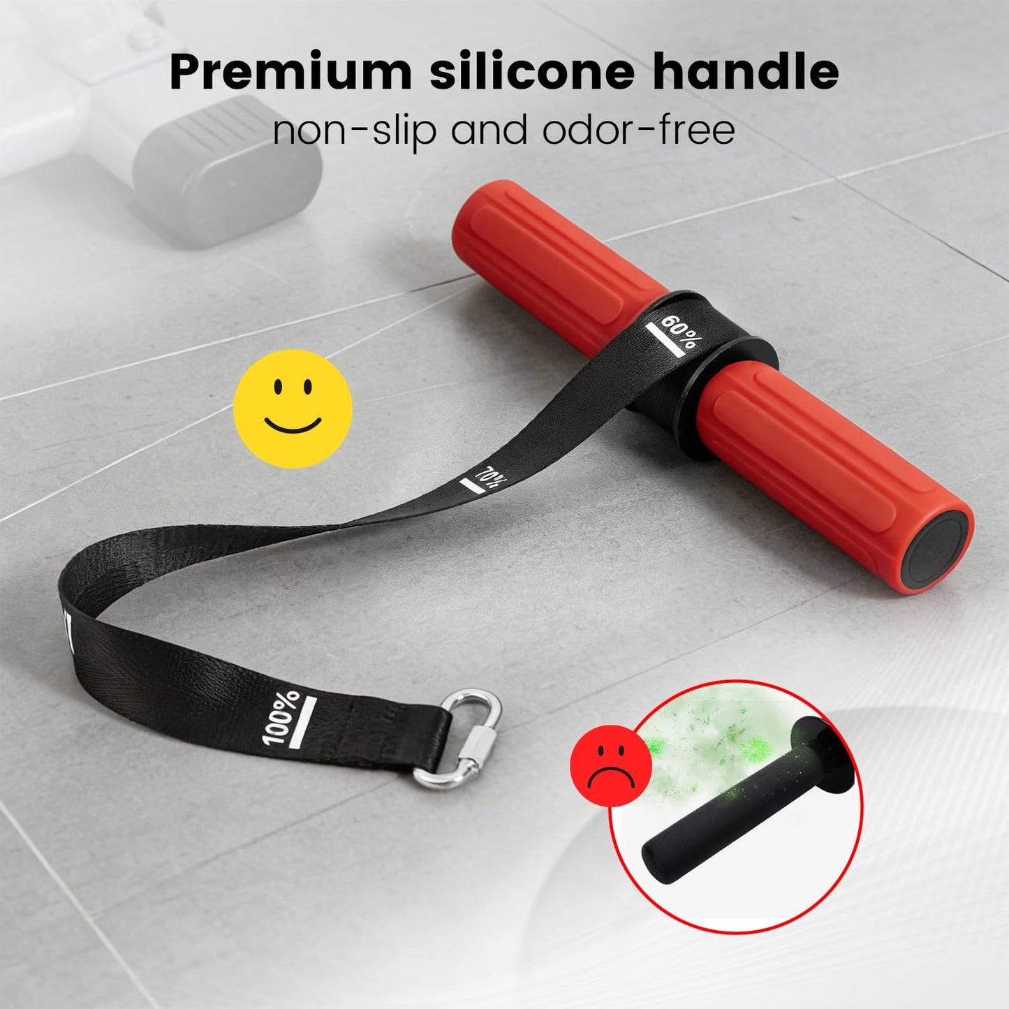 LIZAAL Forearm Strengthener & Wrist Roller，Forearm Exerciser with Thicker Silicone Handle, Forearm Trainer with Heavy-Duty Nylon Strap, Ideal for Muscle building,Grip Strength and Recovery Training - Red