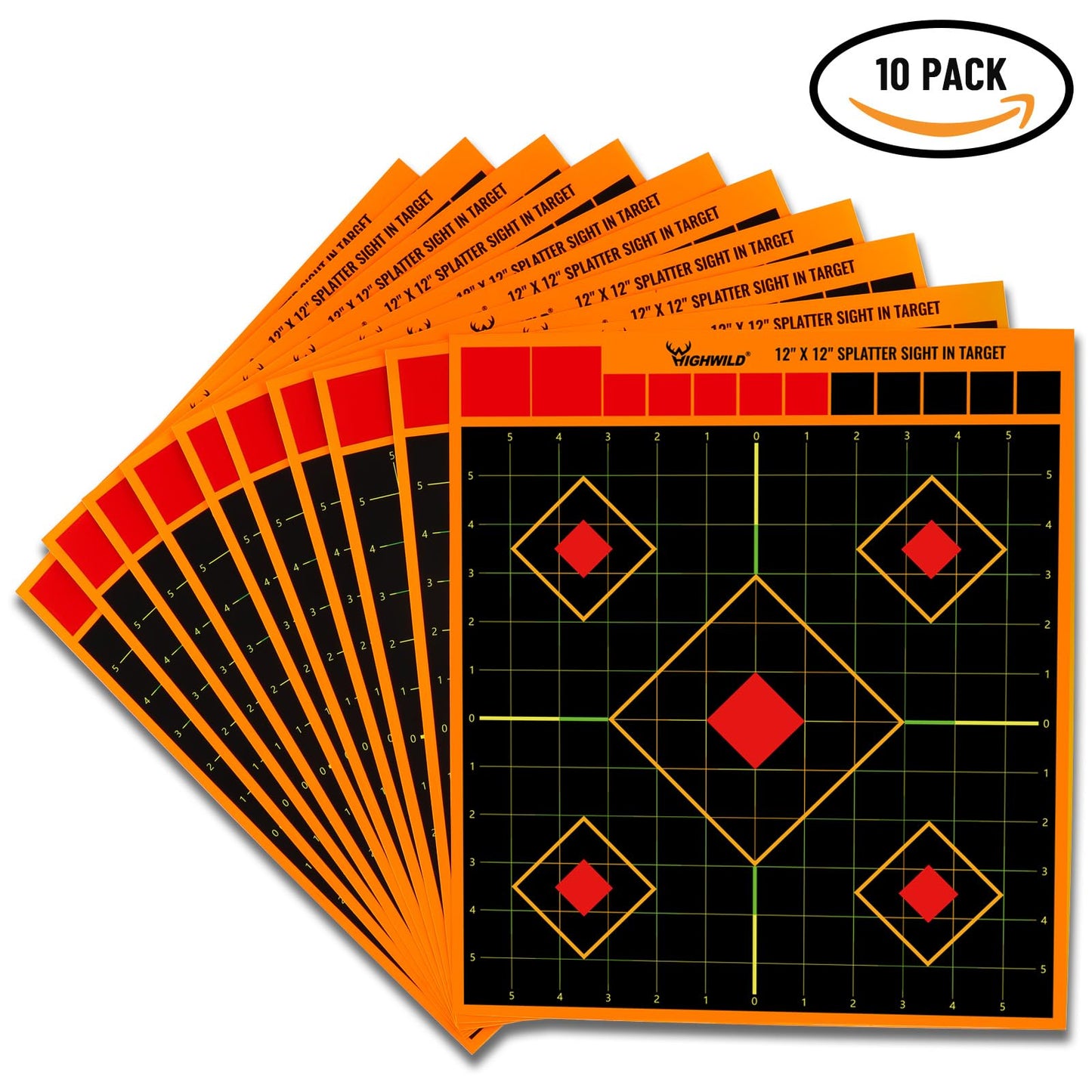 Highwild Stick Splatter Adhesive Sight in Shooting Targets - Splash Effect of Multiple Colors - 12x12 Inch (10 Pack)
