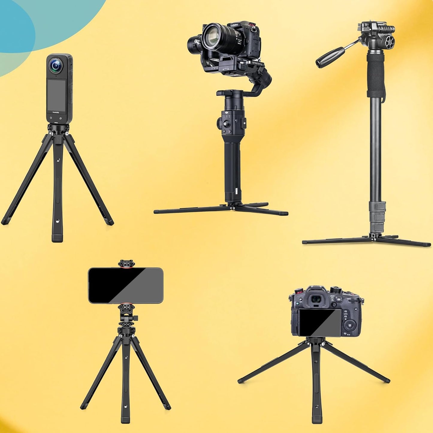 etc(40kg/88lb Zeadio Heavy Duty Metal Tripod Stand - Adjustable Universal Small Table Tripod for Camera, Gimbal, Action