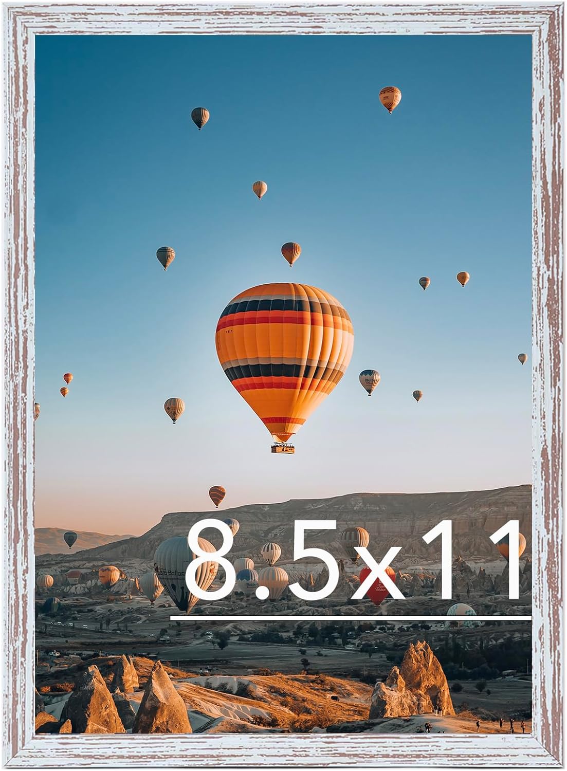 Rustic White Picture Frame by [Brand Name] - 8.5x11 Wall & Tabletop Display | Durable Shatter-Resistant Plexiglass