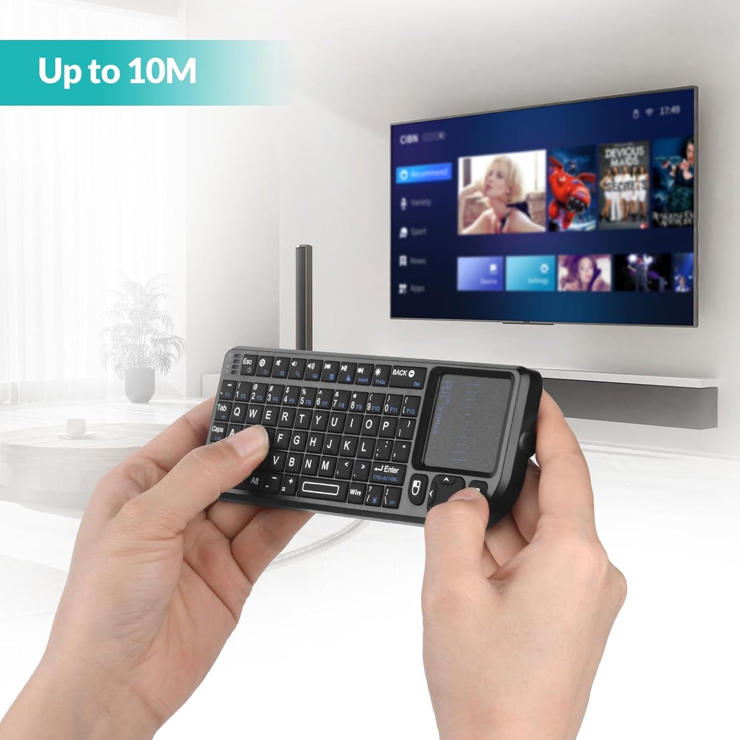 Rii Mini Keyboard with Touchpad,Bluetooth Keyboard Backlit,Handheld Wireless Keyboard for Smart TV,Android TV Box,Fire