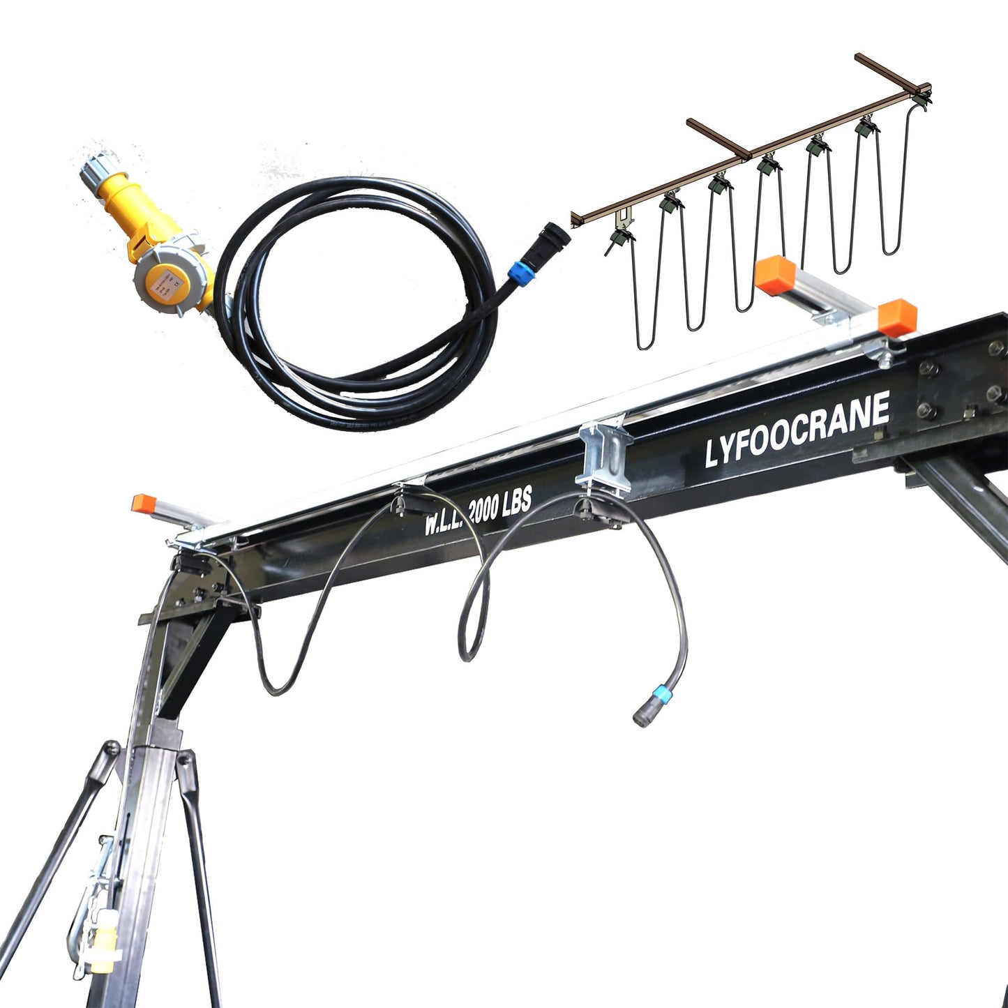 Electrical Gantry Crane 2000 LBS - 8.53 FT Wide，Adjustatable Crane with Electrical Hoist, Garage Crane 1T with Manual Hoist, Trolley, Scale, Sling, Shackle, Hook, Hammerlock Coupling (8.5 FT Width)