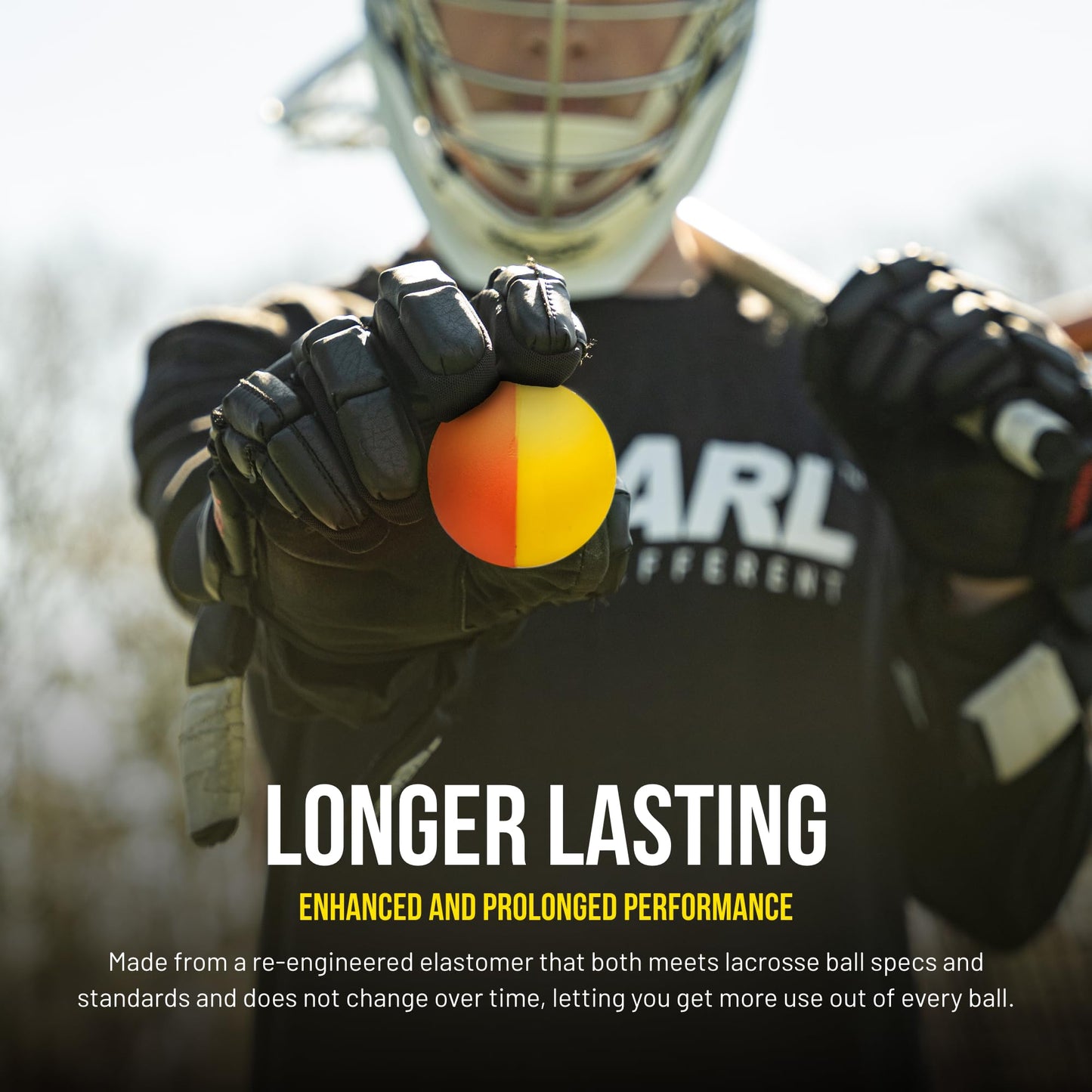 PEARL Guardian Sports Dual X Greaseless Lacrosse Balls, Yellow & Orange - 10 Pack - Dual Color Design for Better Tracking - SEI Certified to Meet NOCSAE & NCAA Standards - Made in USA