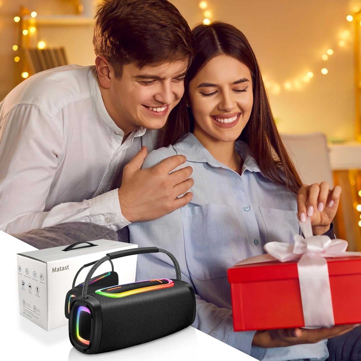 Donerton 5.4 6000mAh 36H IPX7 Bluetooth Speakers, Portable Wireless Speaker, Playtime, White Elephant Gifts for Adults