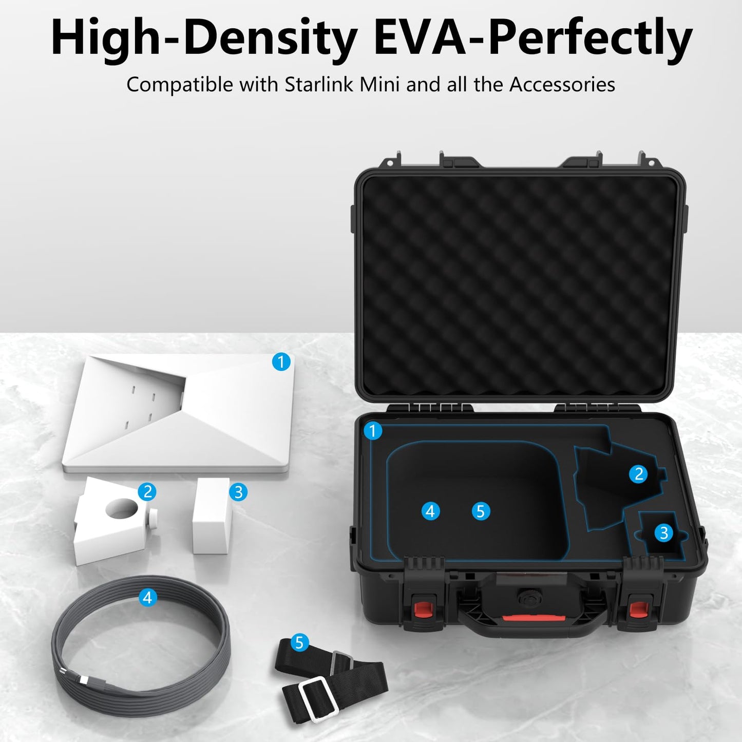 MEKEET Starlink Mini Case, Waterproof Hard case Fits Star Link Mini Dish, Portable Shoulder Dual Carry Options with Precision Cut Foam For Starlink Accessories,Ideal for Travel and Camping