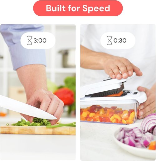 Fullstar Vegetable Chopper & Mandoline Slicer - 7-in-1 Food Chopper with Container & Cheese Grater, White