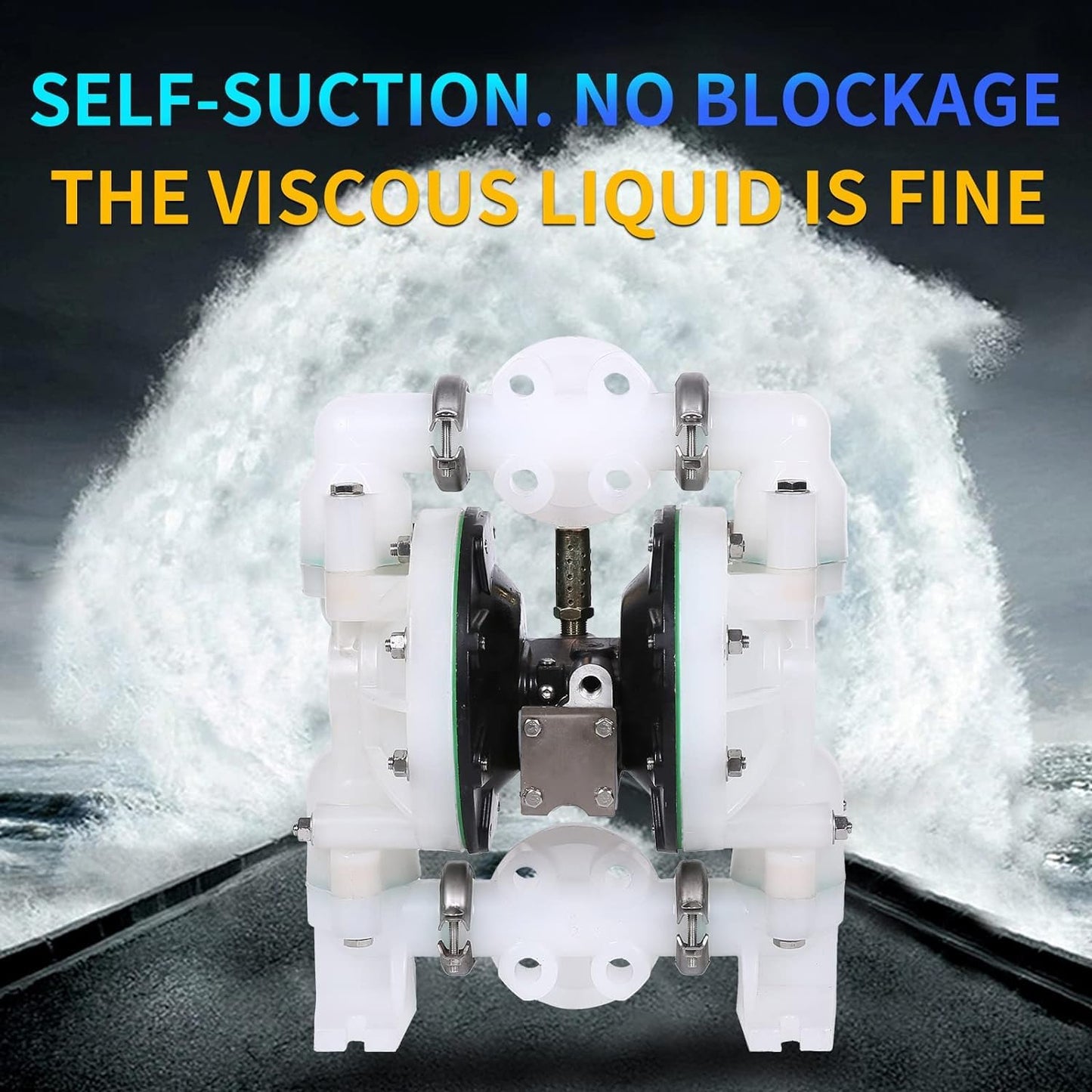 Air Operated Double Diaphragm Pump Frank 1 inch Inlet/Outlet Pneumatic Waste Oil Transfer Pump for Chemical DN25 35GPM Dual Diaphram Teflon by Polypropylene 115 PSI (QBY4-25 1"PP+PTFE 35GPM)
