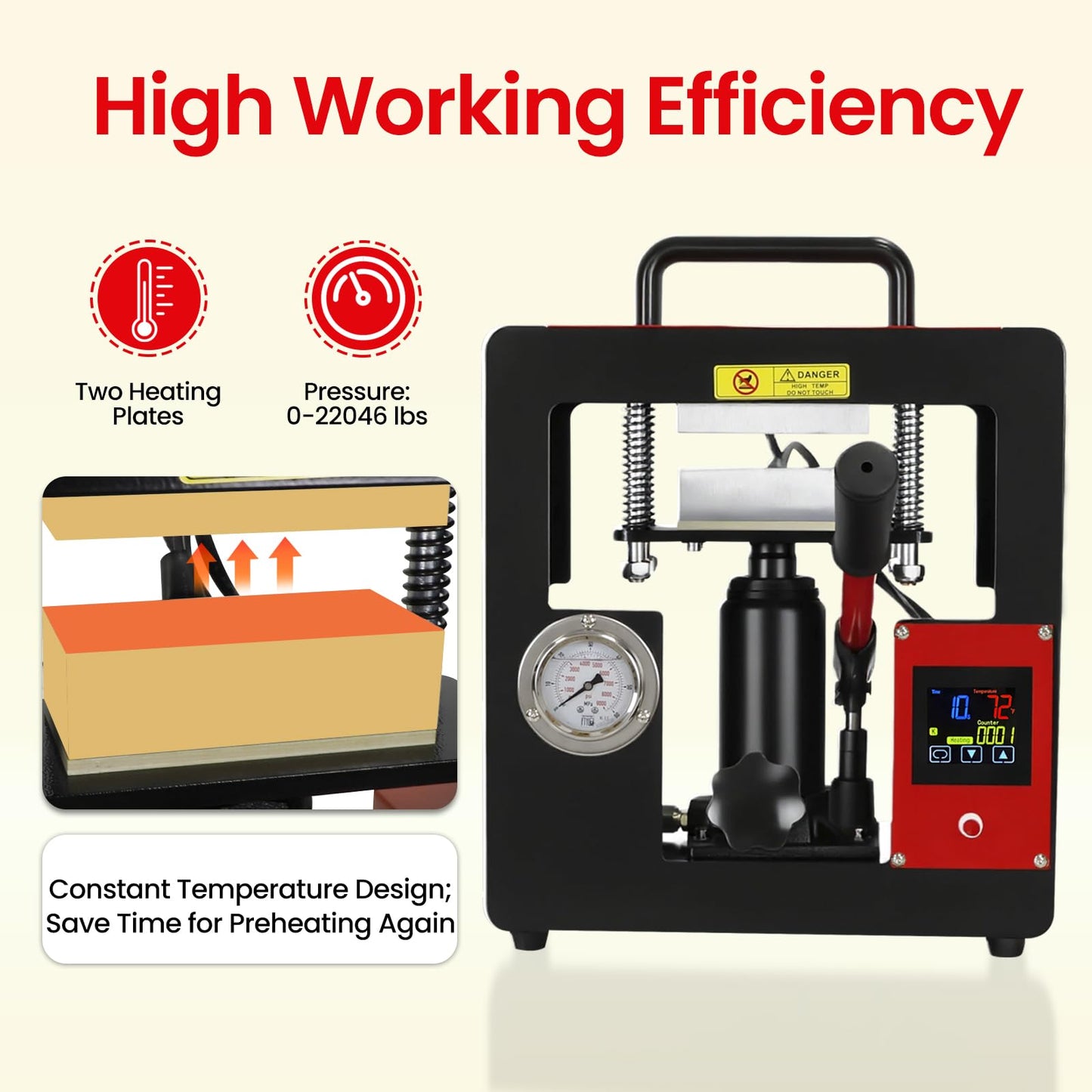 10 Ton Hydraulic Heat Press Machine,2.3 x 4.7 Inch Dual Heating Plate,Fast Heating Jack Heat Press w/LCD Time Temp Controller, Multifunction Heat Press for Printing Textiles Pressing Oil