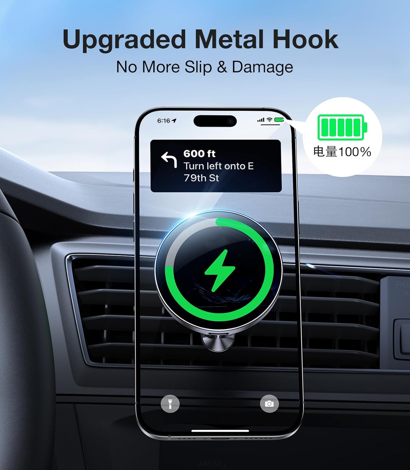 Coolpow Charger15W 17 16 15 14 13 for MagSafe Car Mount Top ChargerMagnetic Wireless Car Charger for iPhone Magsafe Car
