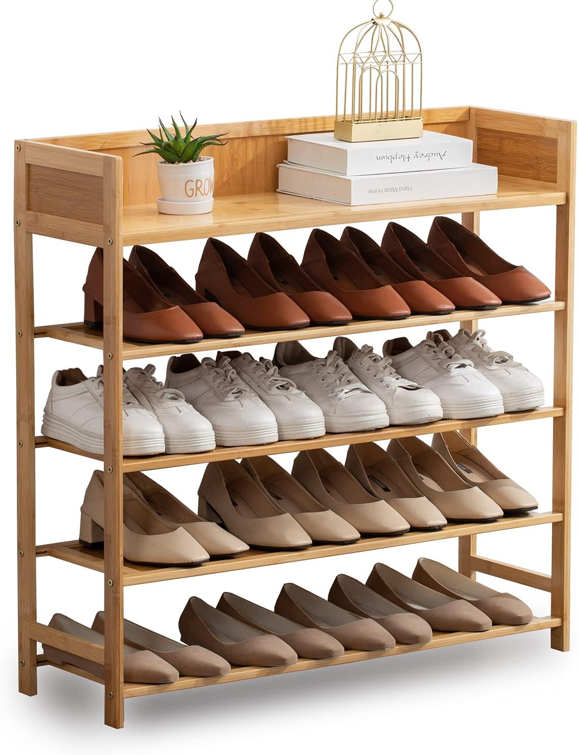 Bamboo Shoe Rack Organizer - 5-Tier Storage Solution for Entryway, Hallway & Closet | Natural Finish (31.5")