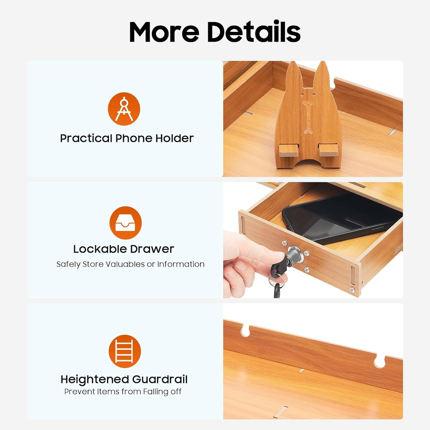ZBXGJKSY monitor stand, Computer Monitor Stand Bring three Drawers Large Storage desk organizer with drawers desk