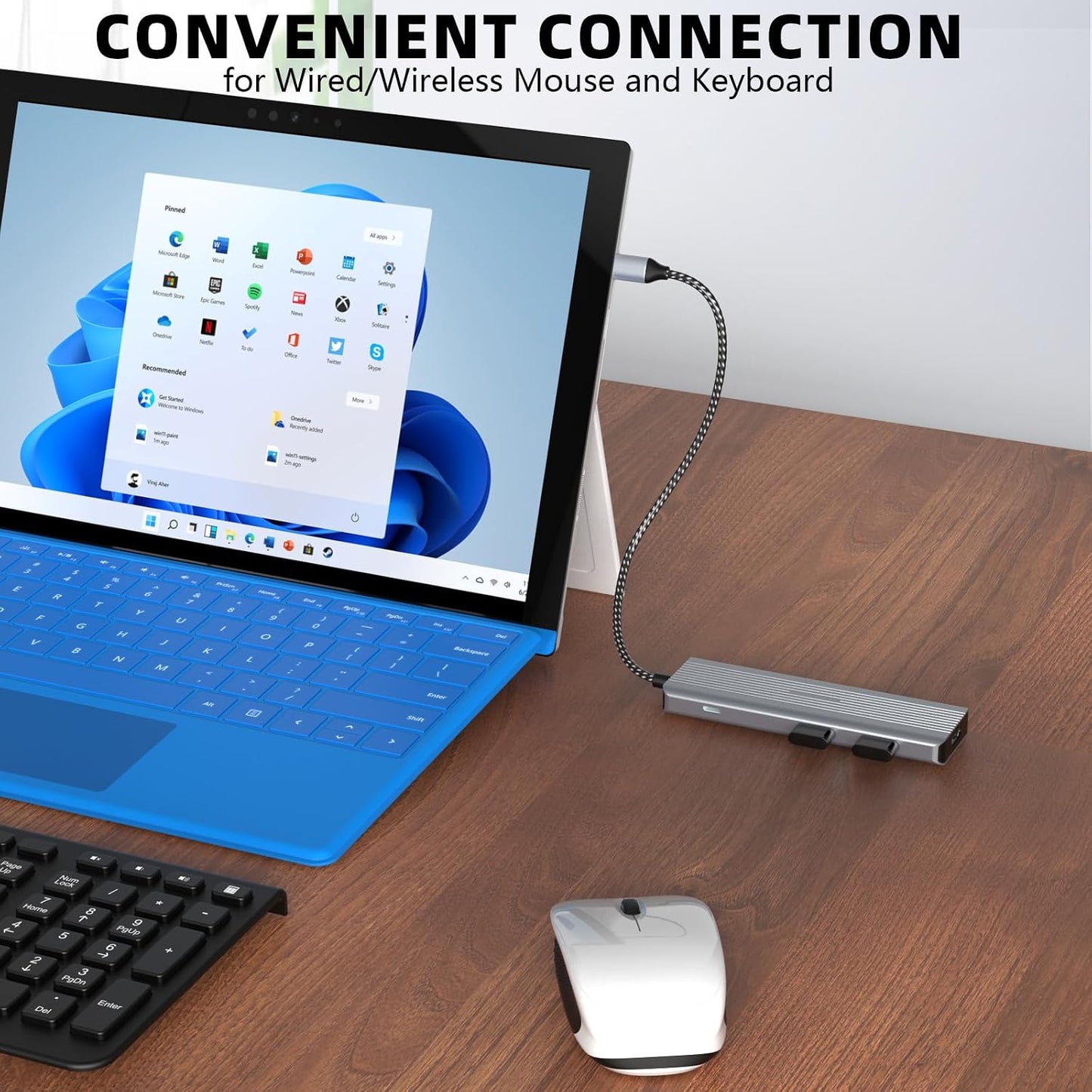 TOTU 9 1 (4K 2*USB 3.0 2*USB 2.0 USB Hub, in USB C Docking Station for Type C Laptops HDMI, Type-A, USB-C Data Transfer