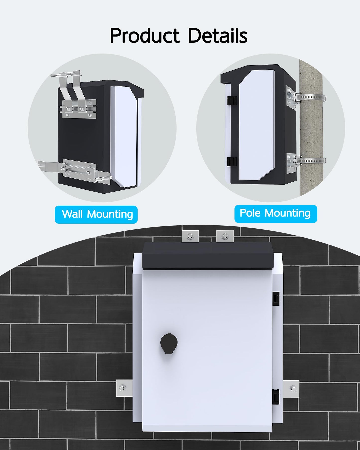 Akwscyby Outdoor Electrical Box with Thermostat and Fan, Precise Temperature Control 0.1°F, IP65 Water Resistant Rating, Galvanized Steel, Aluminum Rear Beam(17.7"x13.4"x9.0")