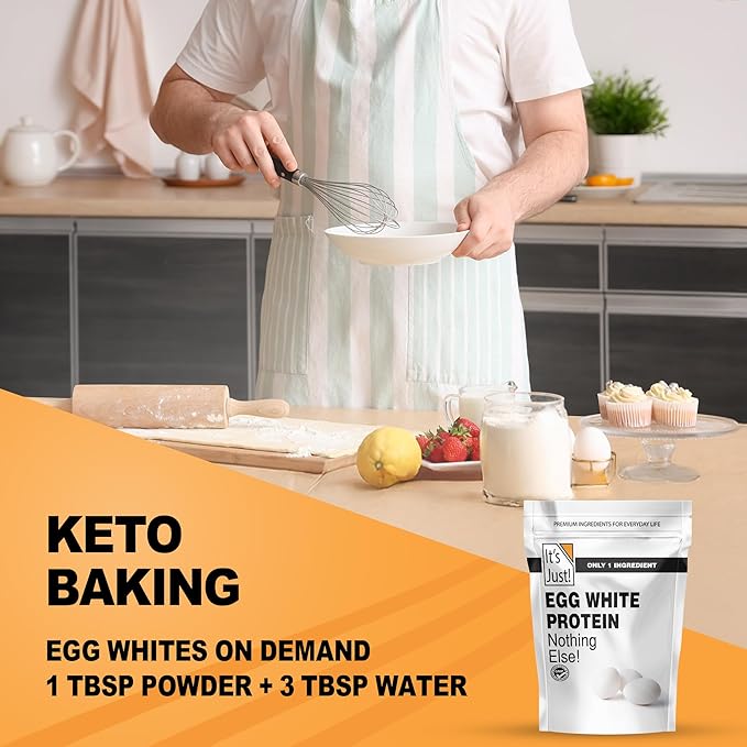 It's Just! - Egg White Protein Powder, Dried Egg Whites Protein, Meringue Ingredient, Non-GMO, USA Farms (Unflavored, 20oz)