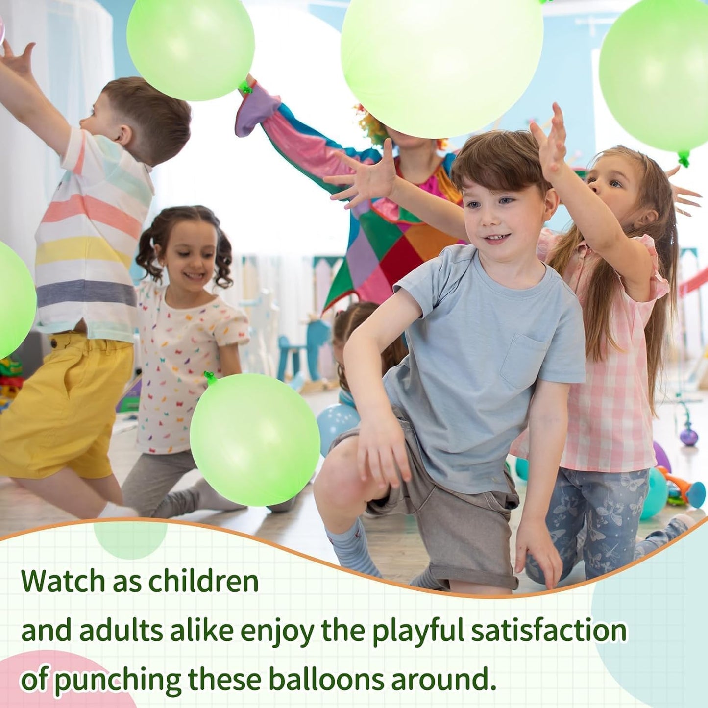 Punch Balloons by Green - 36 Pcs with Rubber Band Handle for Easy Grip | Perfect for Kids’ Birthday Parties & Outdoor Play