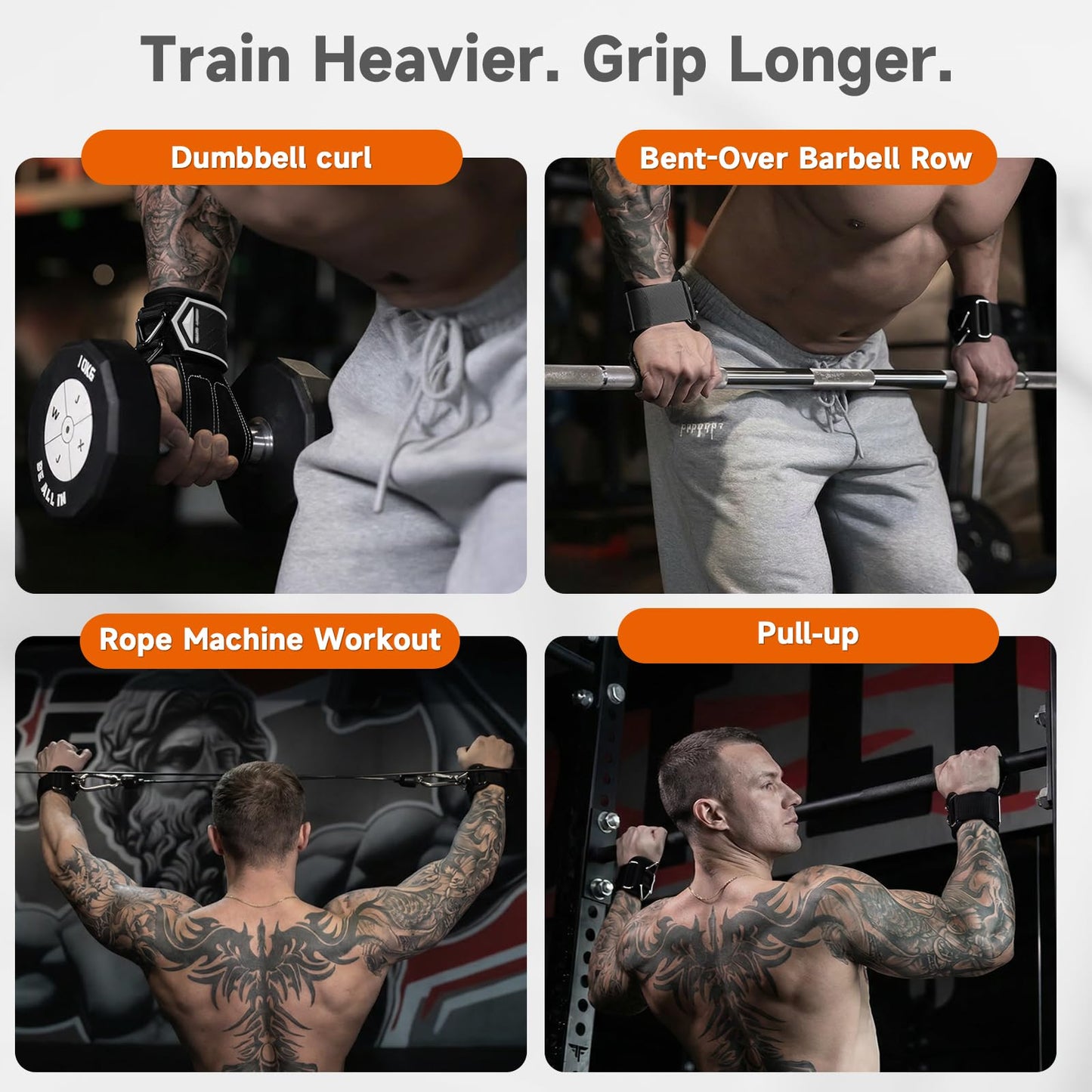 MOST GRIP Non-Slip Gym Wrist Sraps for Weightlifting, Double Rubber Weight Lifting Straps with D Rings for Cable Machine Workout, Wrist Wraps with Cushion Wrist Loop for Men Women Deadlift
