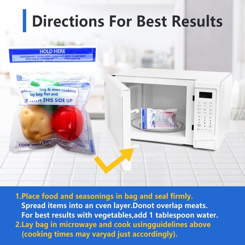 48 Pcs Microwave Steam Bags for Cooking 24 Medium and 24 Large Sizes Reusable Zipper Steamer Bags Microwave Steaming Bag for Vegetables Potatoes Meat Frozen Food (48)