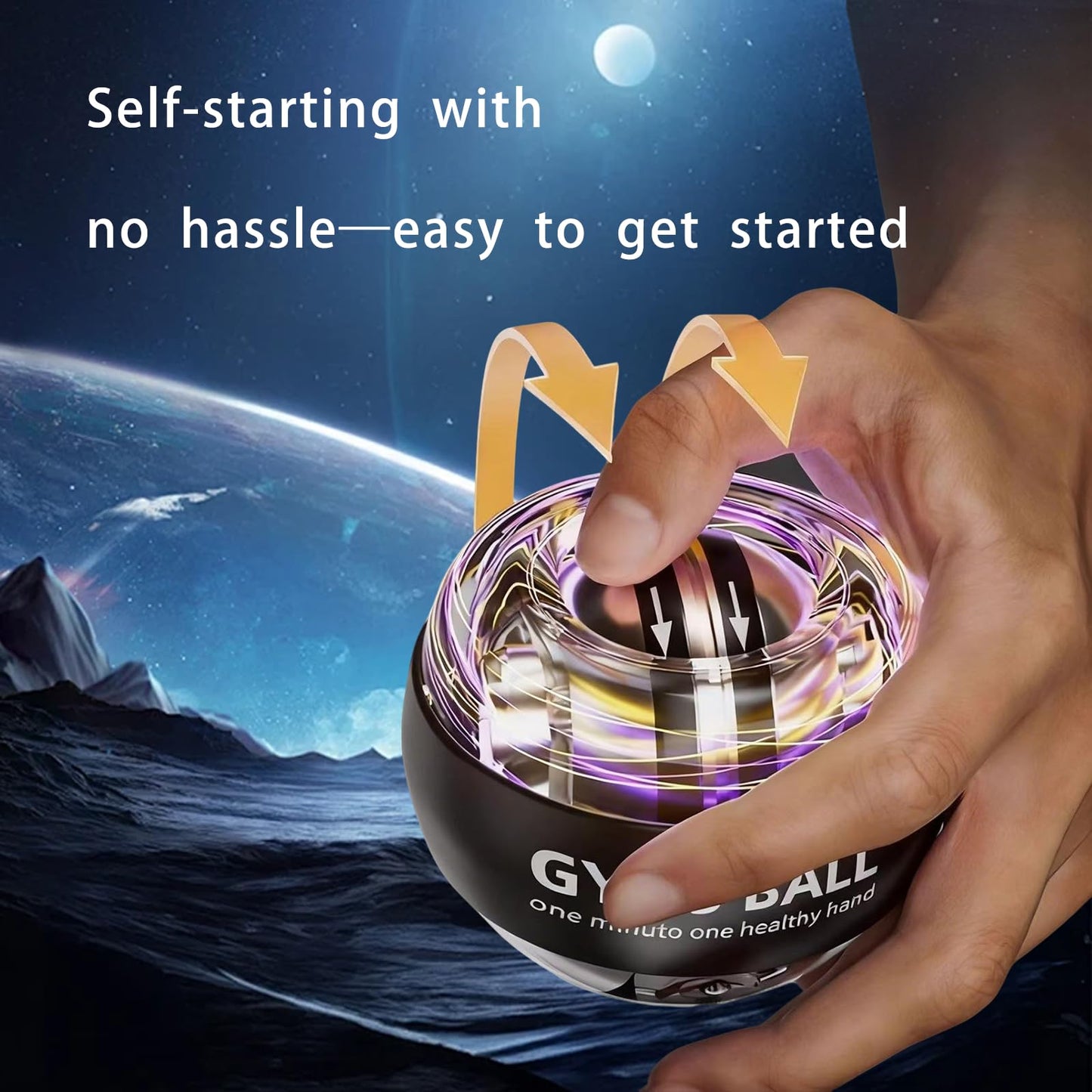 Hand Grip Strengthener Ball Wrist Ball gyro ball Exerciser Auto-Start Wrist Balls Hand Exerciser Devices with LED Lights for Strengthening Arms hand strengthening devices powerball gyro exerciser
