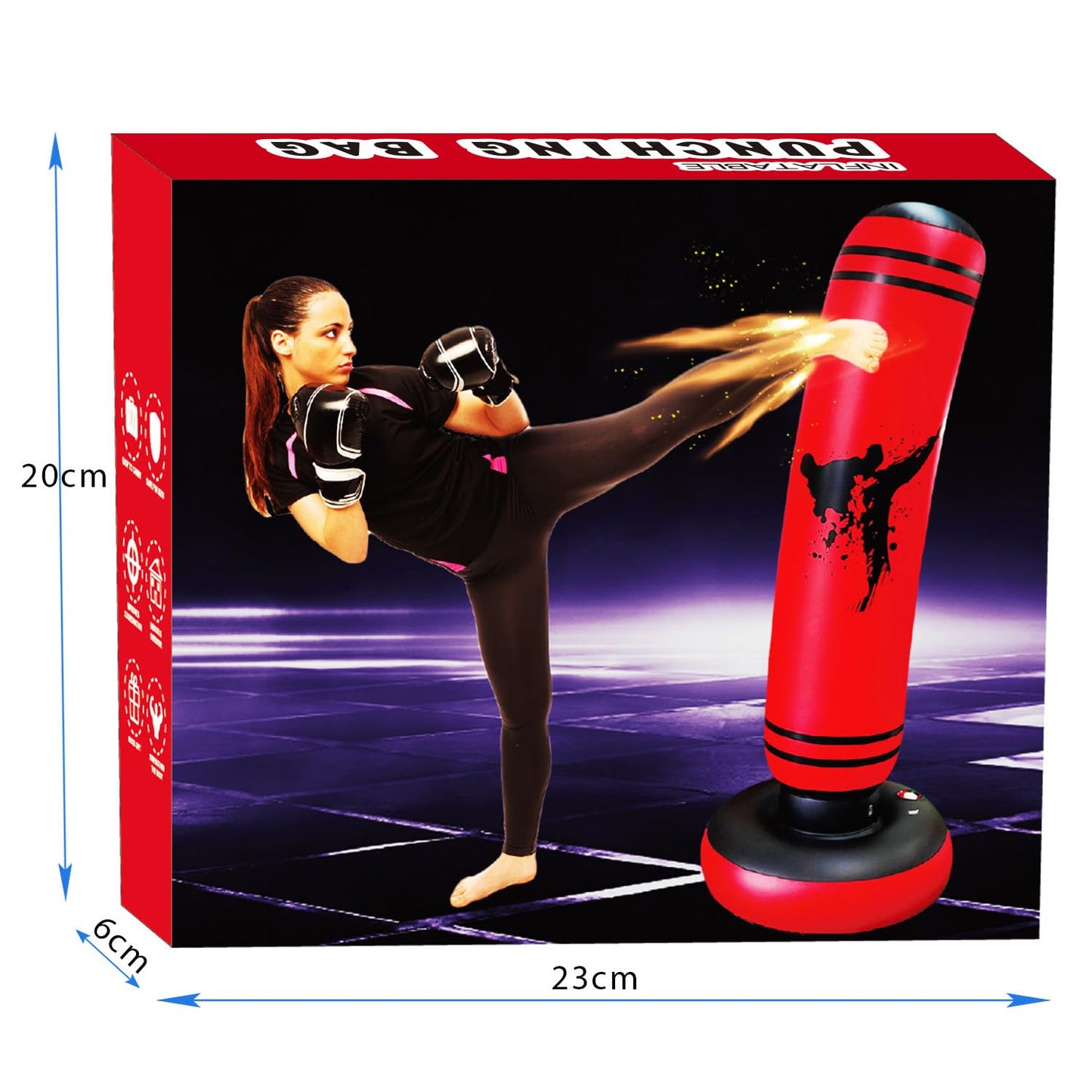 63 Inch Punching Bag Kid, Free Standing Boxing Bag for Kids,Inflatable Dummy, Inflatable Punching Bag, De-Stress Boxing Bag for Kids.