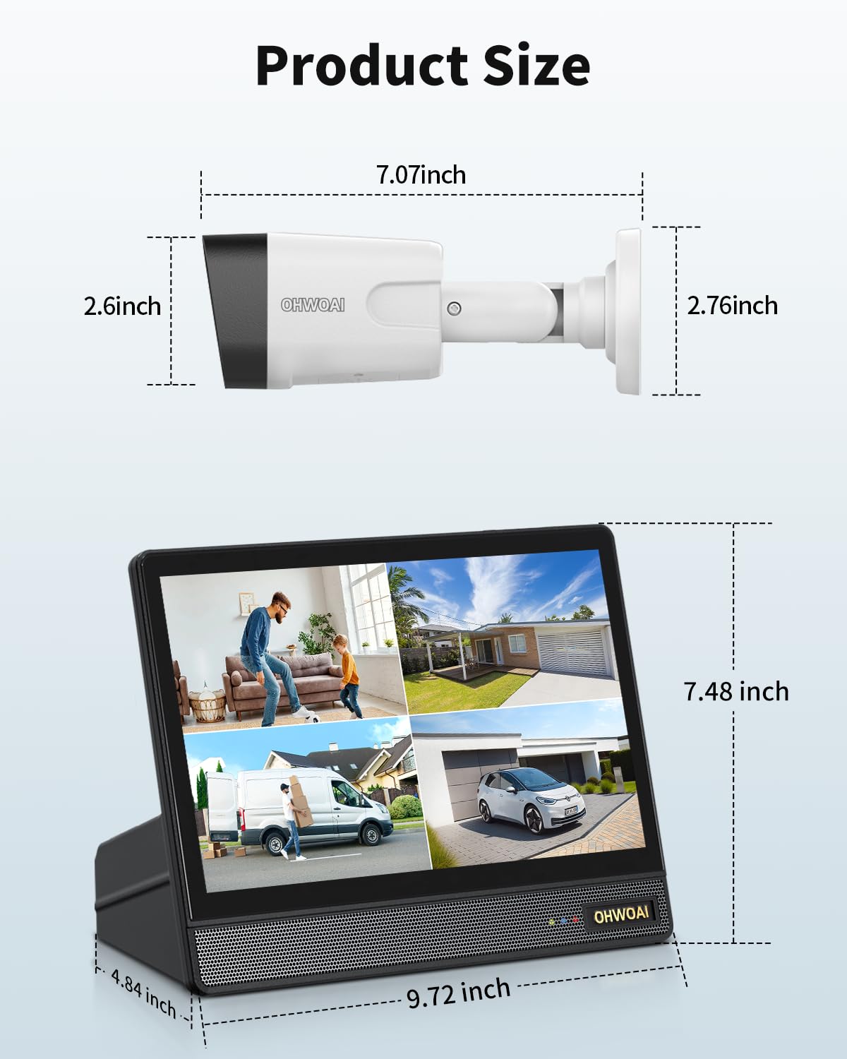 《4K Ultra HD & All-in-One Monitor》Wired Outdoor Security Camera System, POE Cameras for Home Security, NVR Video Surveillance Systems with Motion Detection