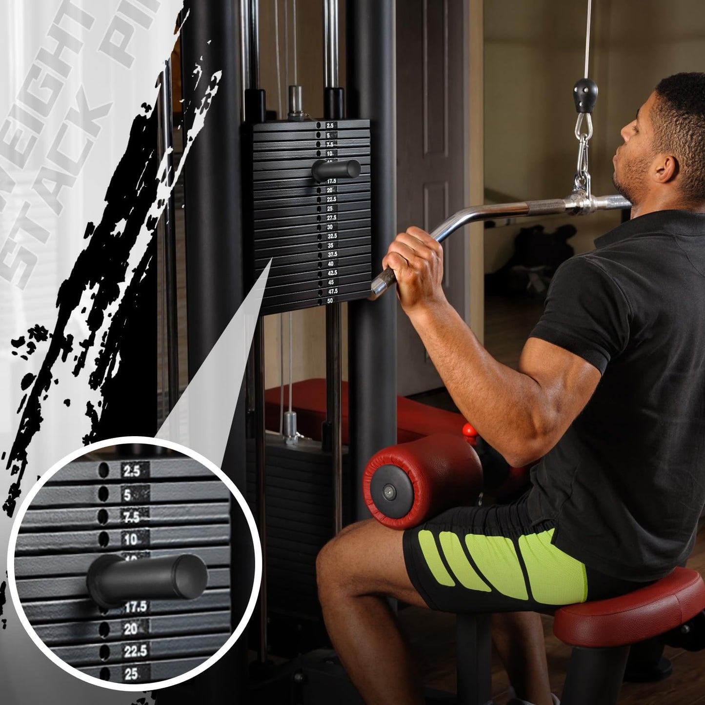 Lasnten Weight Stack Pin Extender, Gym Pin with Spring Clip Collar for 2 Inch Weight Plate Cable Strength Exercise Machine, Commercial and Home Gym