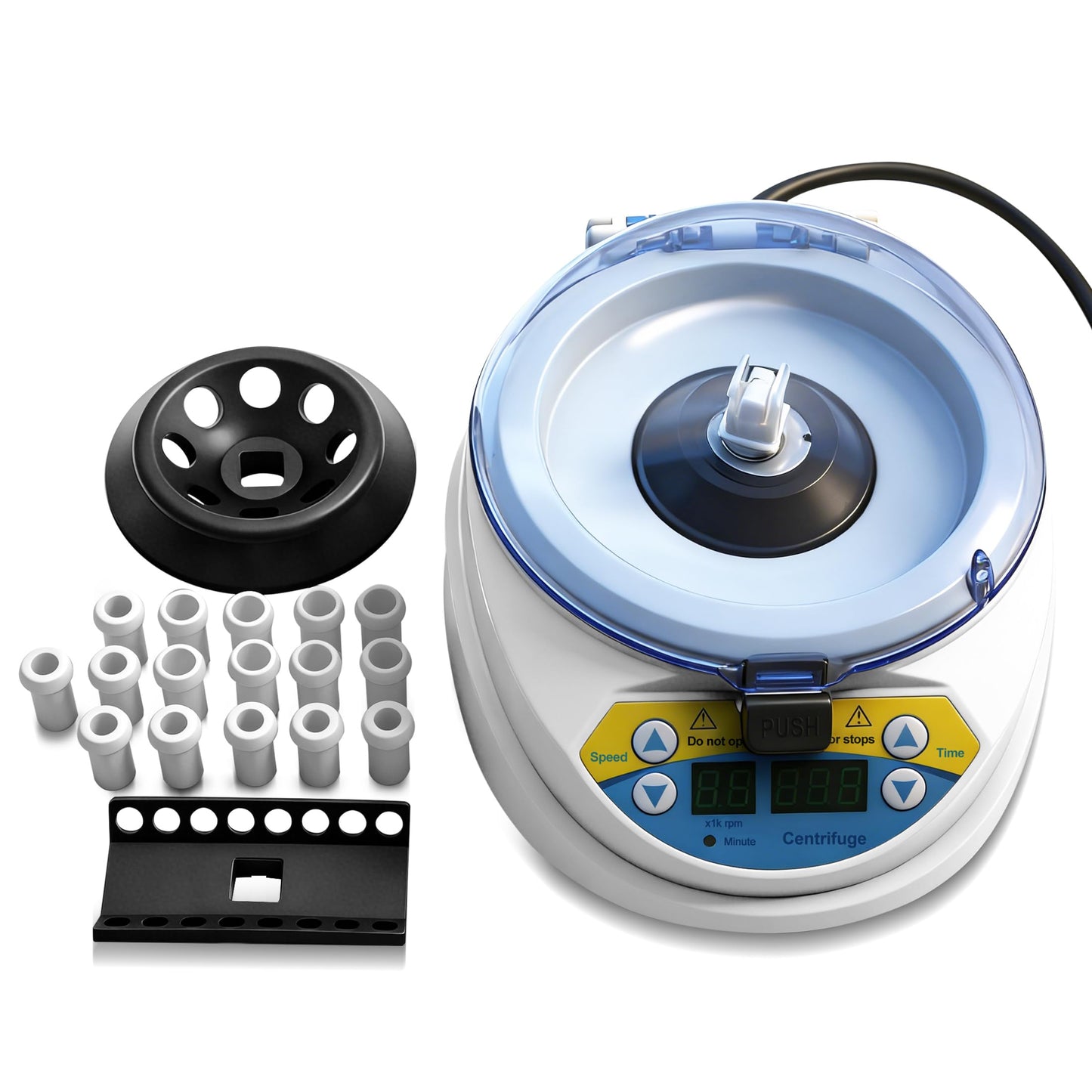 AMTAST Mini Centrifuge 10,000 RPM Adjustable Lab Benchtop Centrifuges Includes 8-Place Micro Tube Rotor & 16-Place PCR Strip Rotor Mini Desktop Centrifuge (Model AMT-M06)