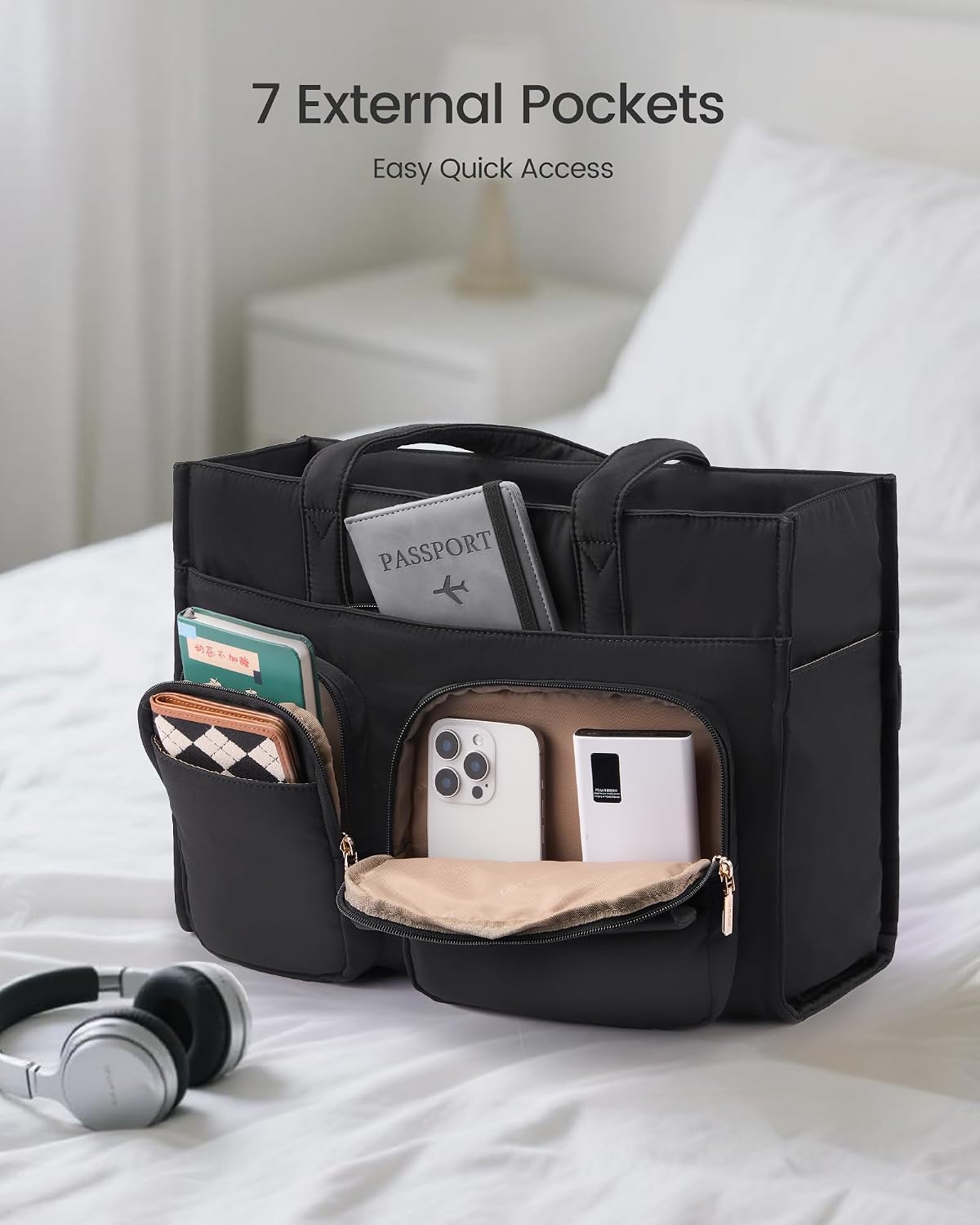 LOVEVOOK Teacher Tote Bag for Women,Multi-pocket Laptop Bag with Large Cup Holder,Nurse Bags Work Travel Computer
