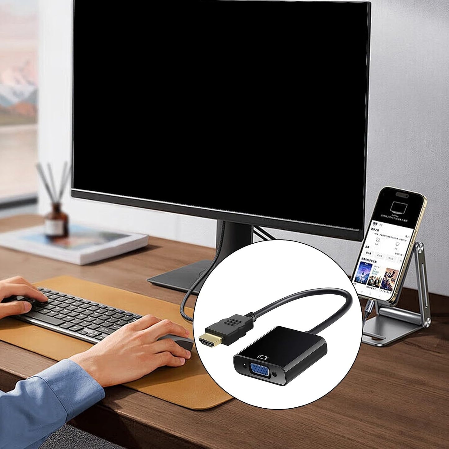 JINPIAOPIAO 1080P HDTV to VGA Cable Adapter HDTV Male to VGA Female Video Converter for PC Laptop Projector Monitor