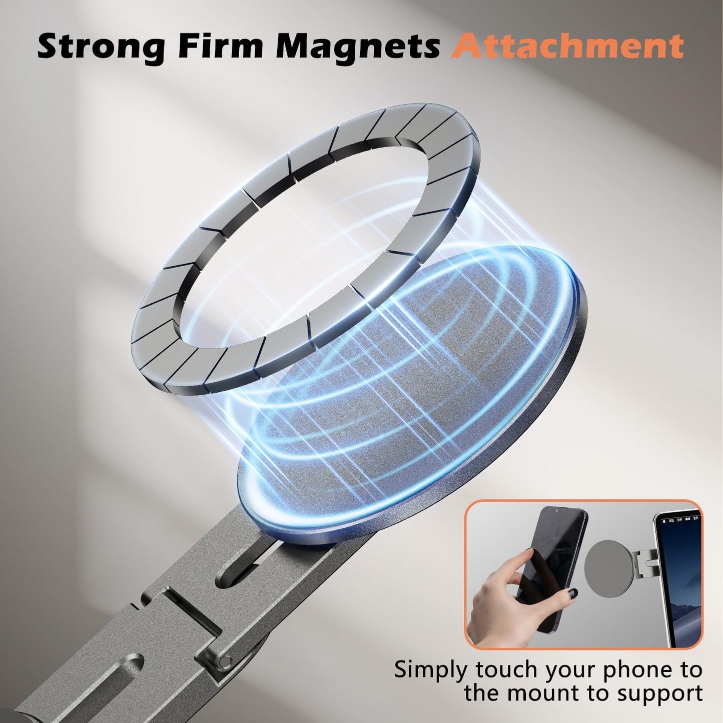 ALAFLY 360 17 Max/16/15/14/13/12 Magnetic Phone Holder for Laptop, Adjustable MacBook Monitor Side Mount for iPhone Pro
