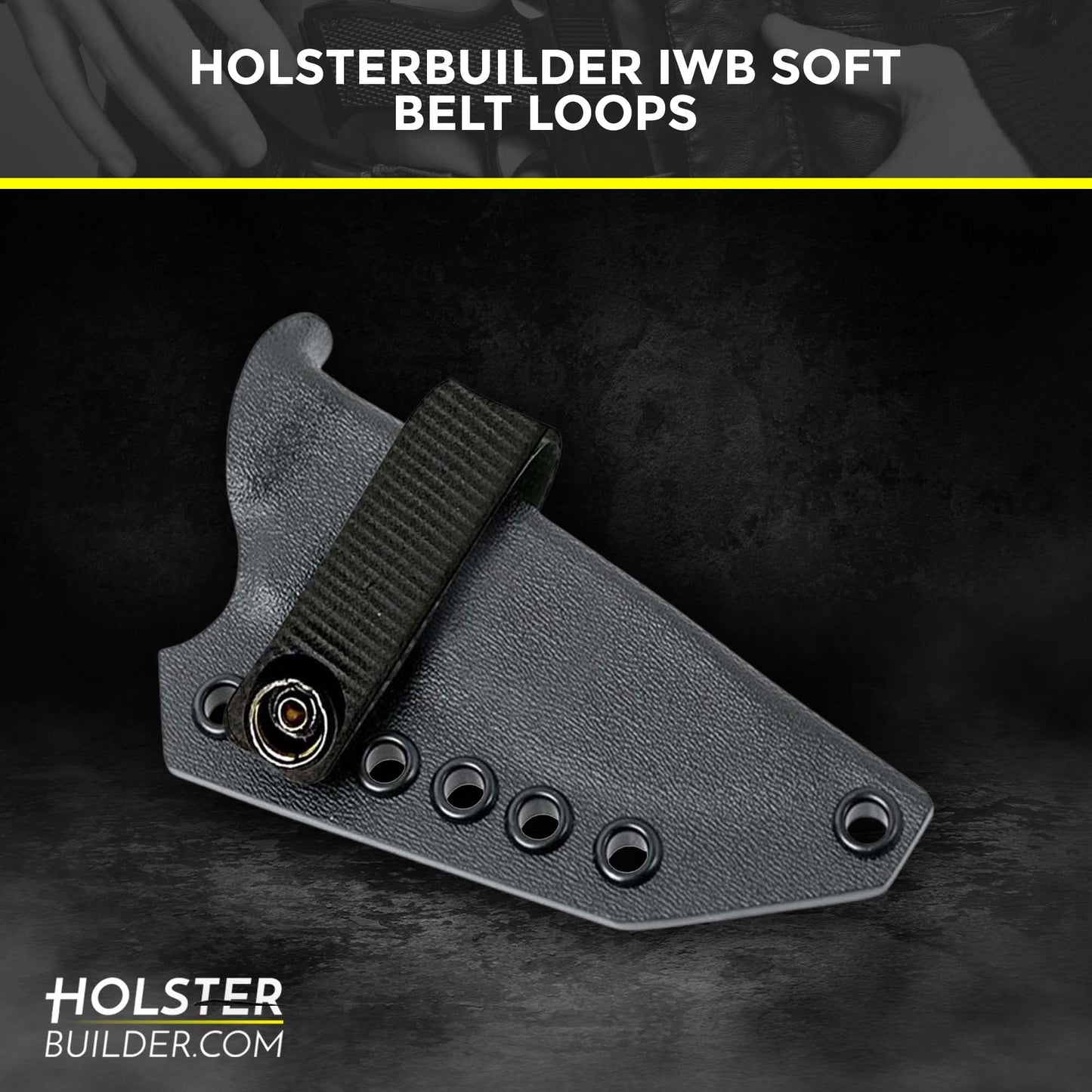 HolsterBuilder IWB Soft Holster Belt Loops - Holster Accessories with Dot Cap for Better Security, Heavy-Duty Belt Clip Works with 1.5" & 1.75" Belts - Kydex & Sheath Hardware Kit (Black)