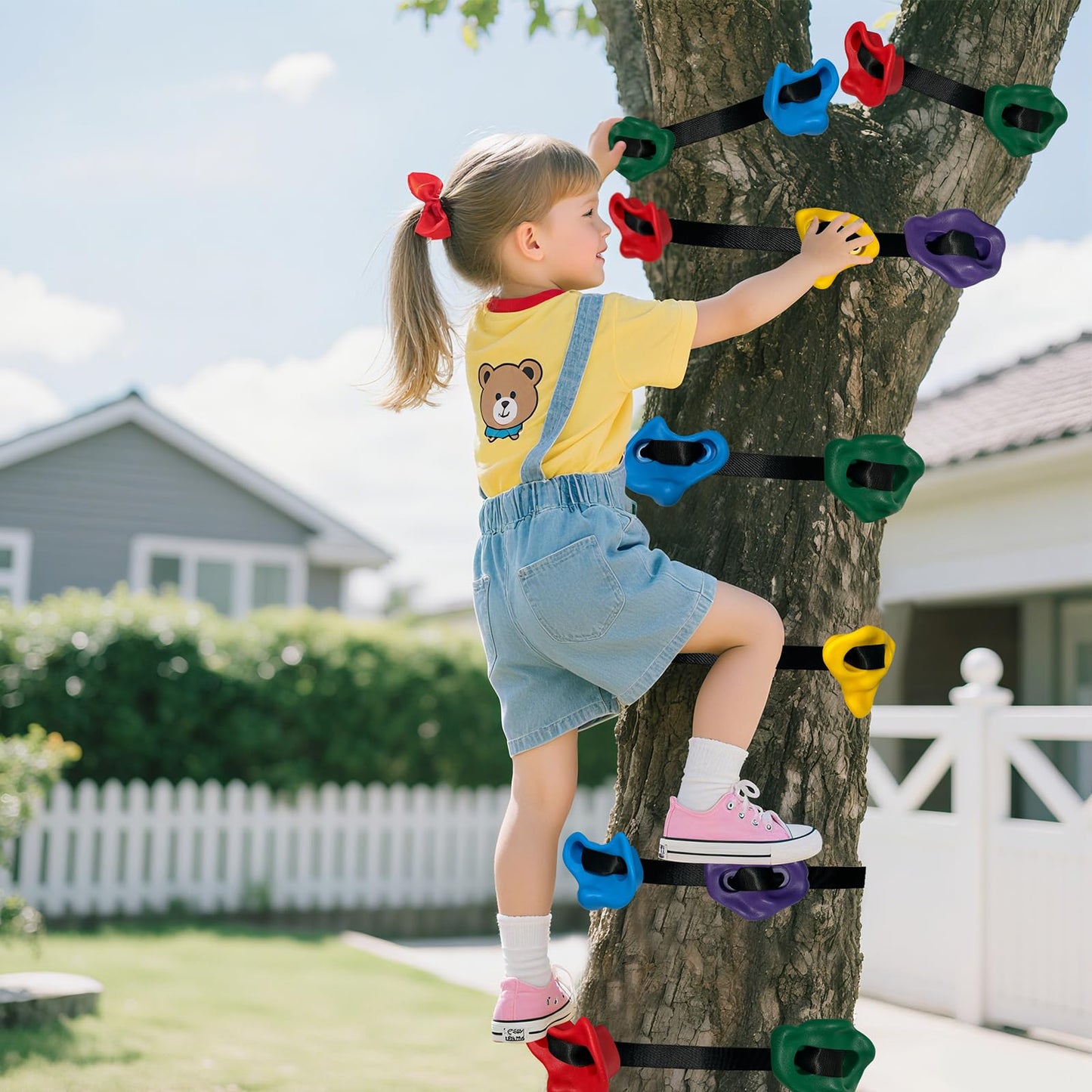 SREHRLY 12 PCS Large Tree Climbing Holds for Kids, Adult Rock Wall Holds Grips Ninja Tree Climbing Holds for Indoor and Outdoor Playground Play Set with 6 Ratchet Straps