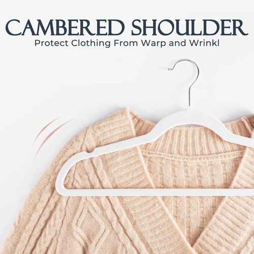 HOUSE DAY White Velvet Hangers - Non-Slip Heavy Duty Felt Hangers | 40 Pack for Space-Saving Closet Organization