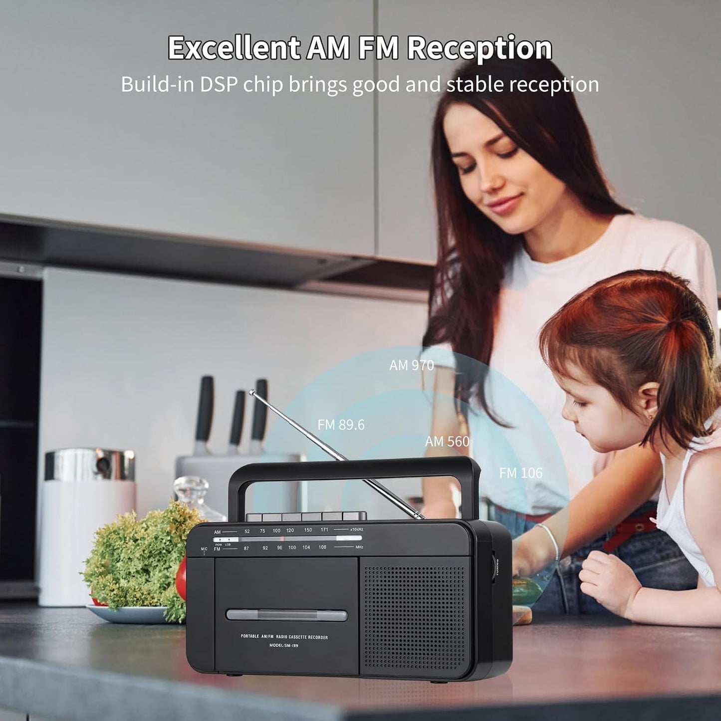 SEMIER MP3 Cassette Cassette MP3 Boombox Conversion Tape Player Recorder AM FM Radio, to Digital Converter, USB